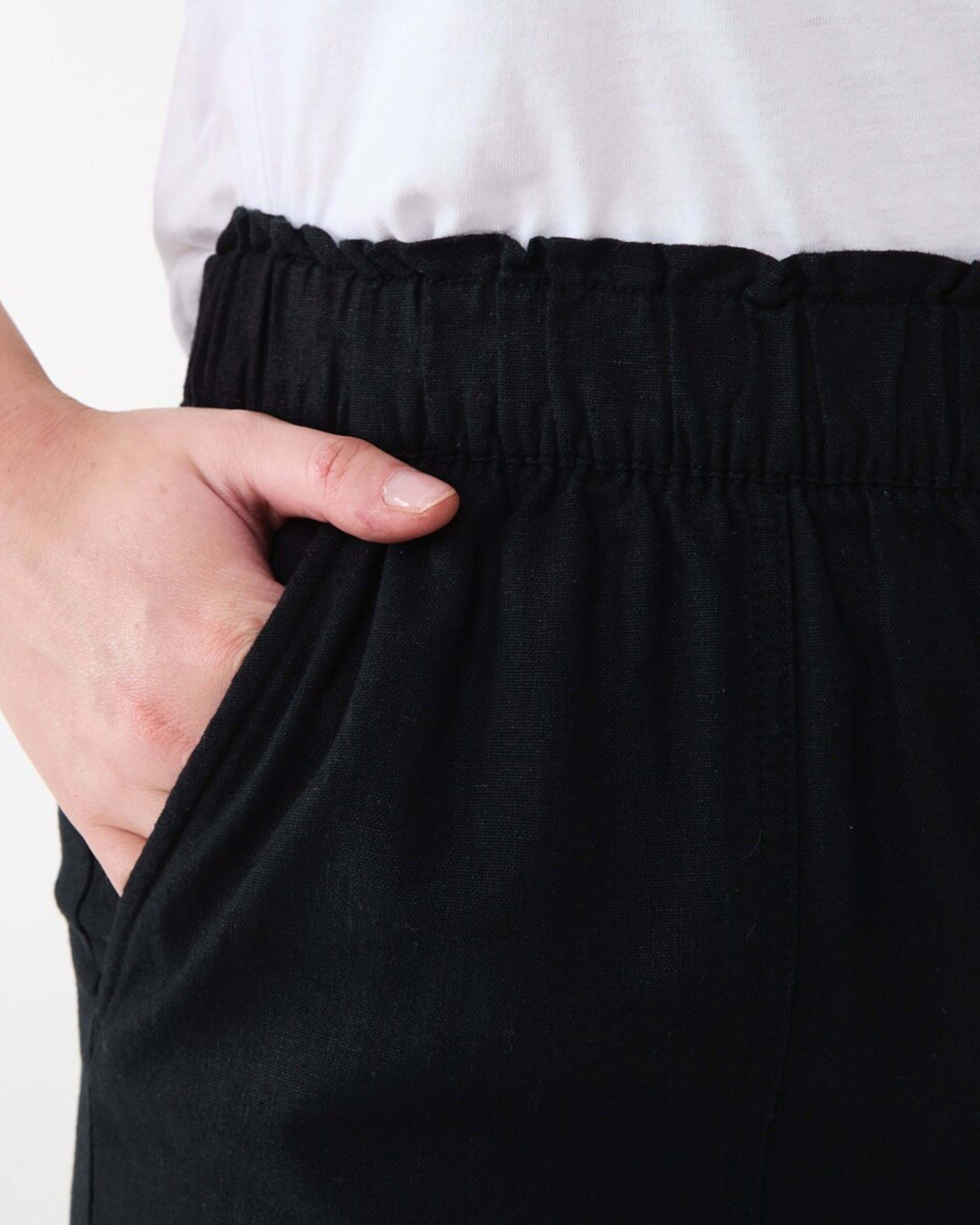 4 Linen Blend Culottes BLACK, 4 of 5