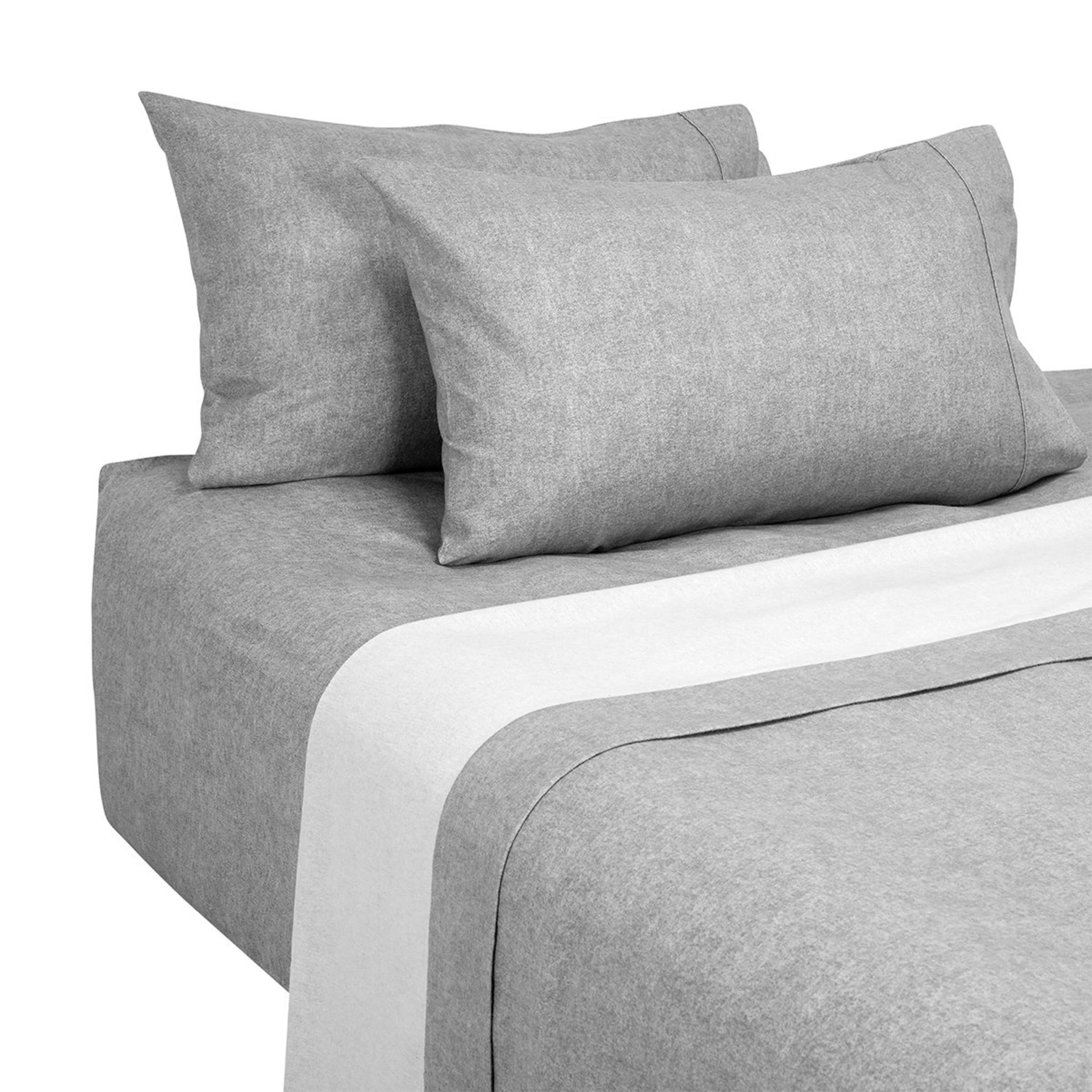 5 Marle Cotton Flannelette Sheet Set - Queen Bed, Light Grey, 5 of 7