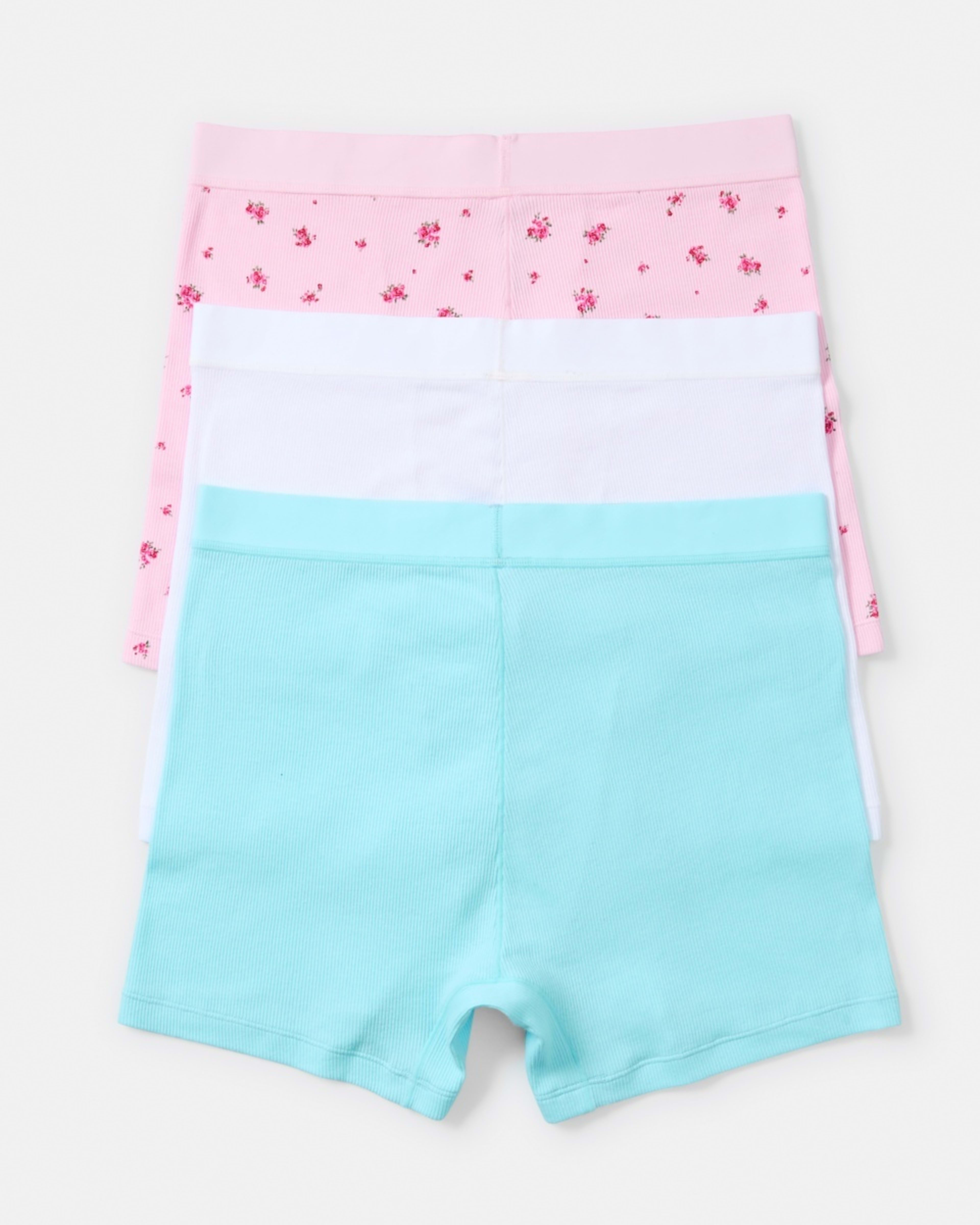 2 3 Pack Cotton Boyfriend Shorts PINK ROSE, WHITE, BRIGHT TURQUOISE, 2 of 9