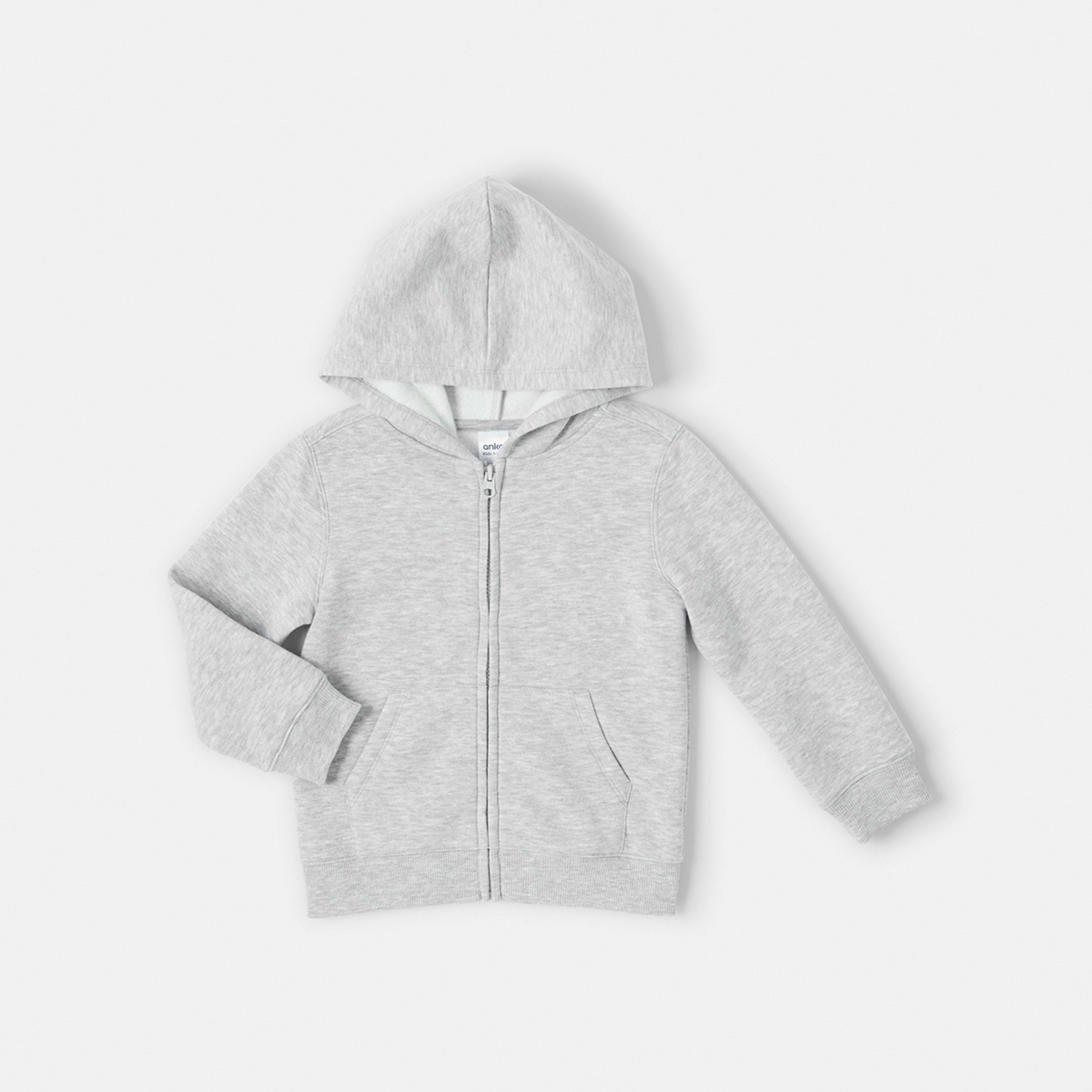 9 Plain Zip Through Hoodie Grey Marle, 9 of 10