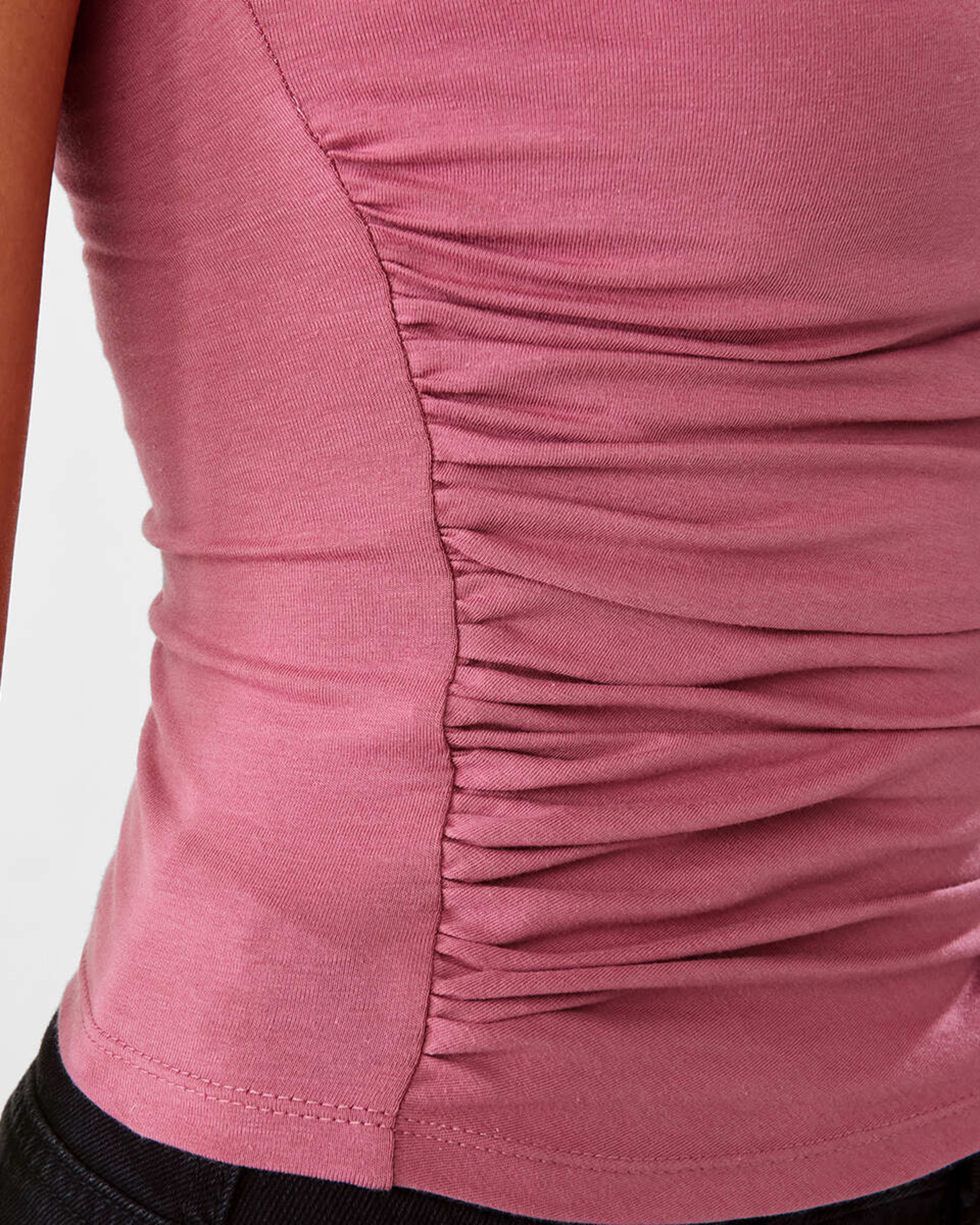 7 Short Sleeve Ruched Side Top Muted Rose, 7 of 7
