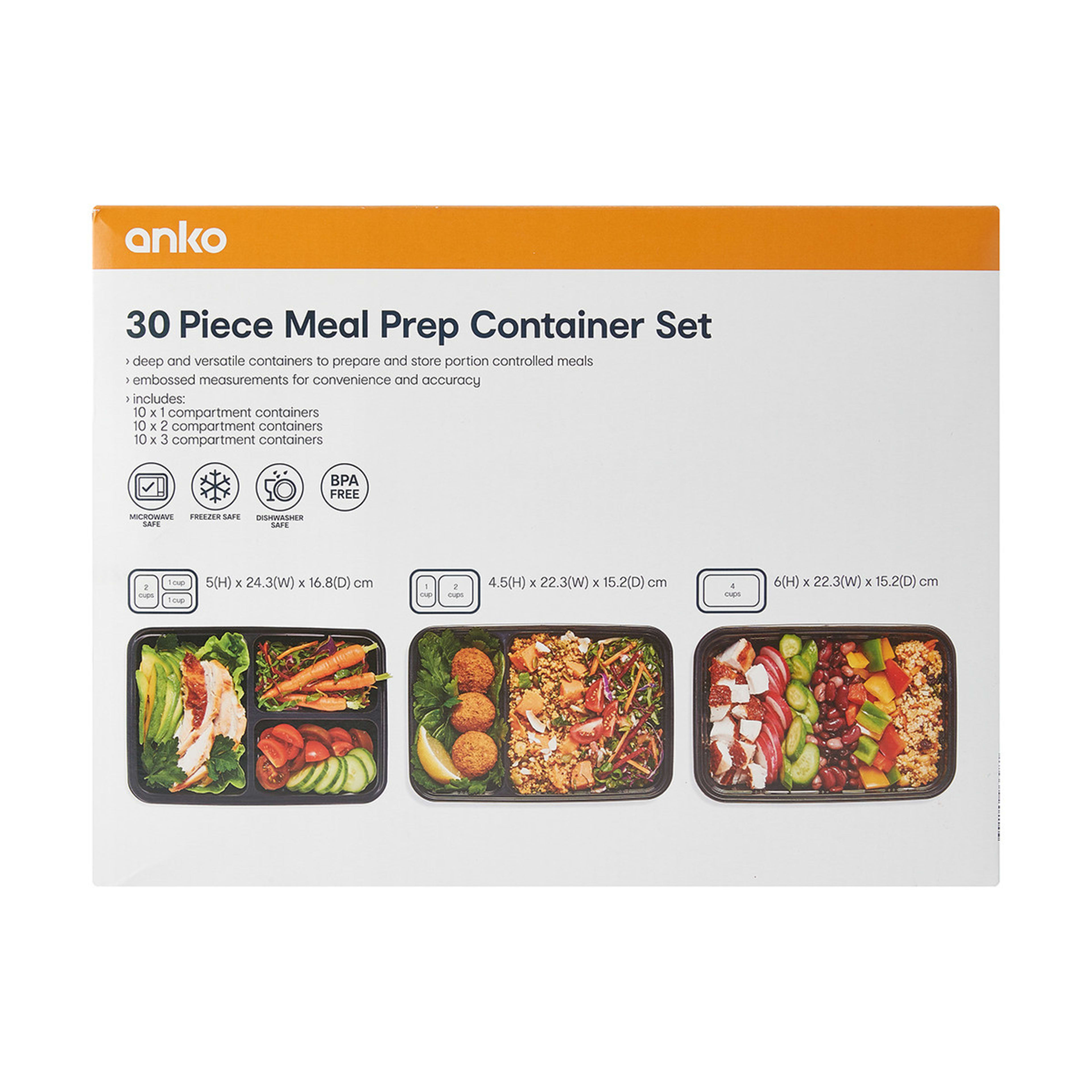30 Piece Meal Prep Container Set Kmart