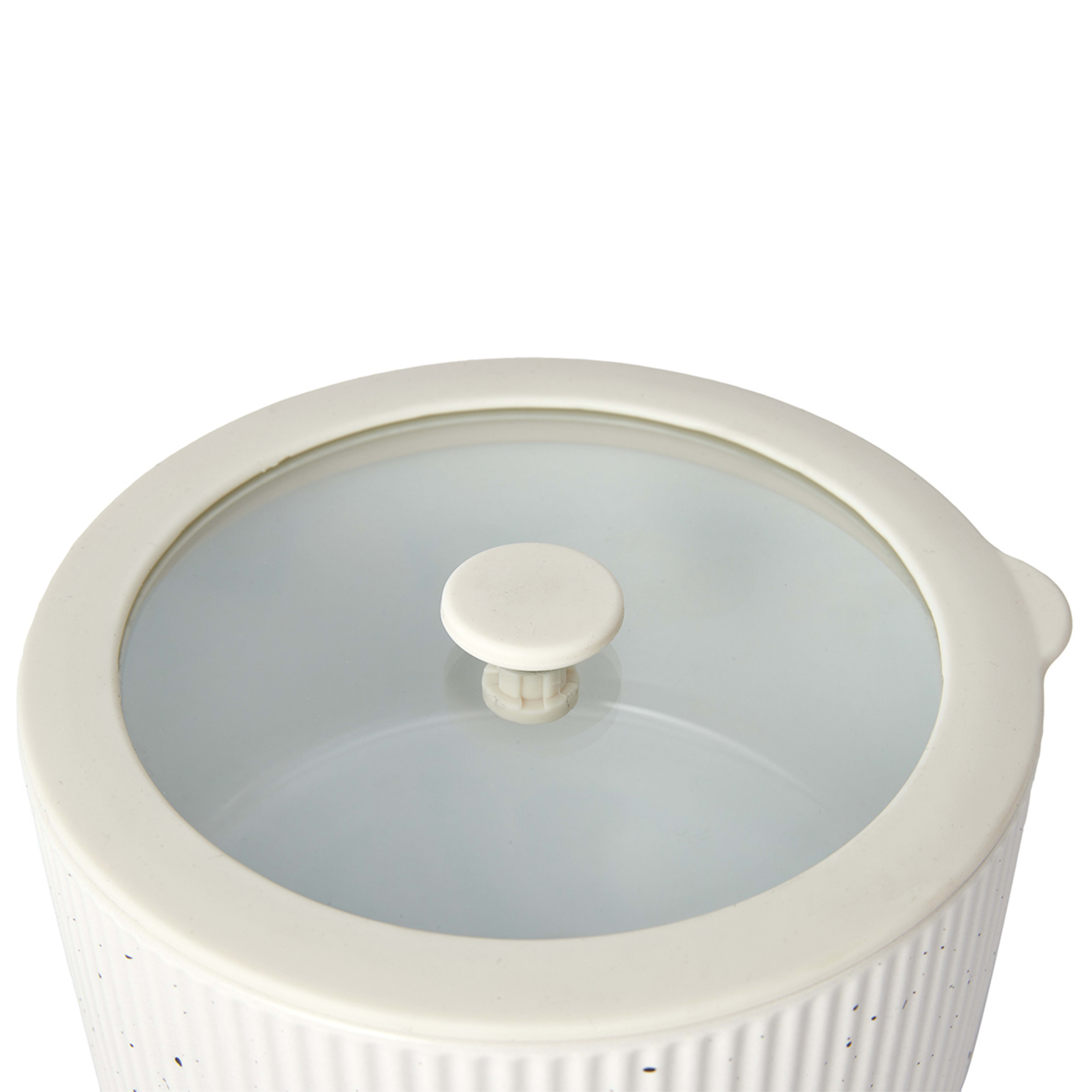 1.5L White Ribbed Porcelain Bowl with Glass Lid Kmart