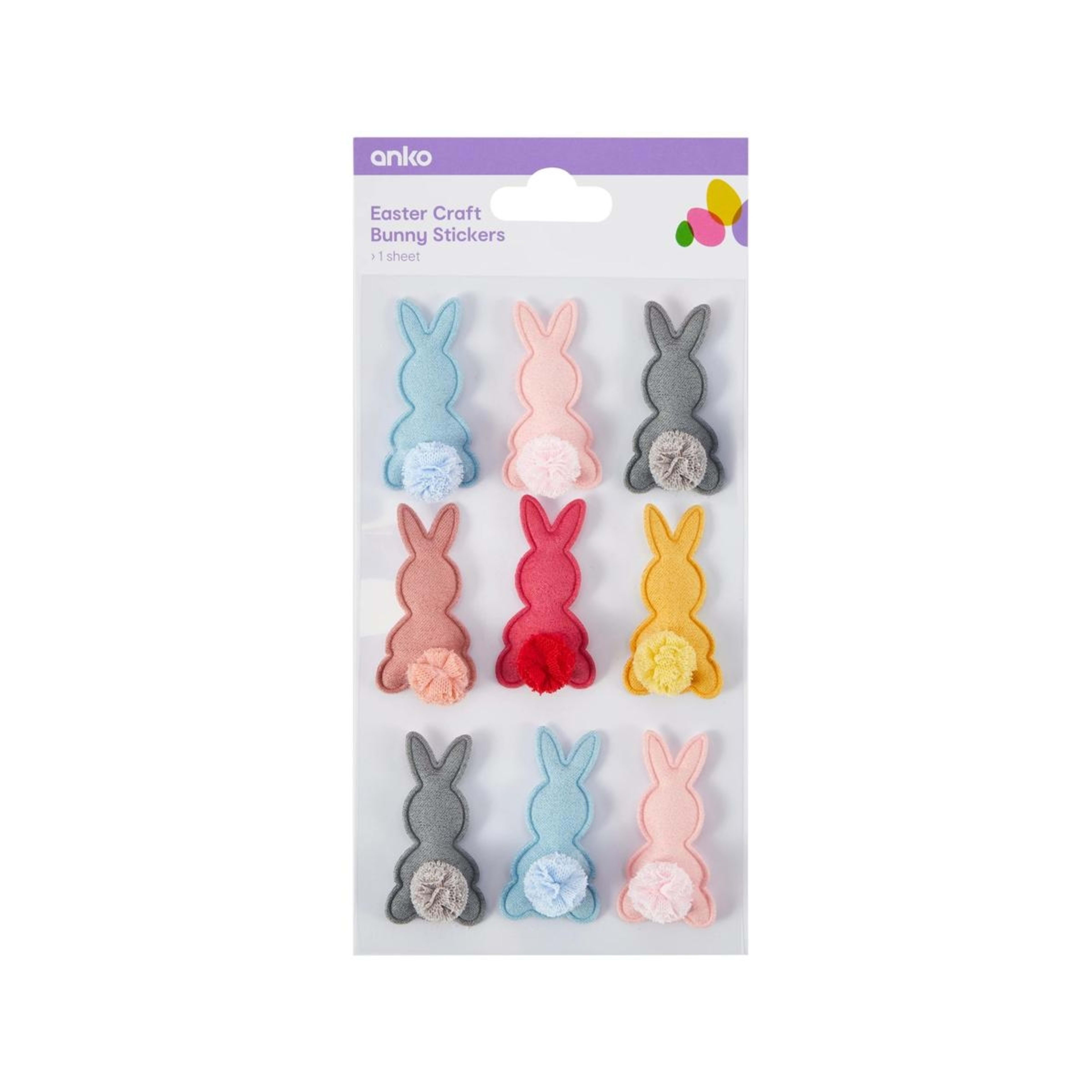 1 9 Piece Easter Craft Bunny Stickers, 1 of 3