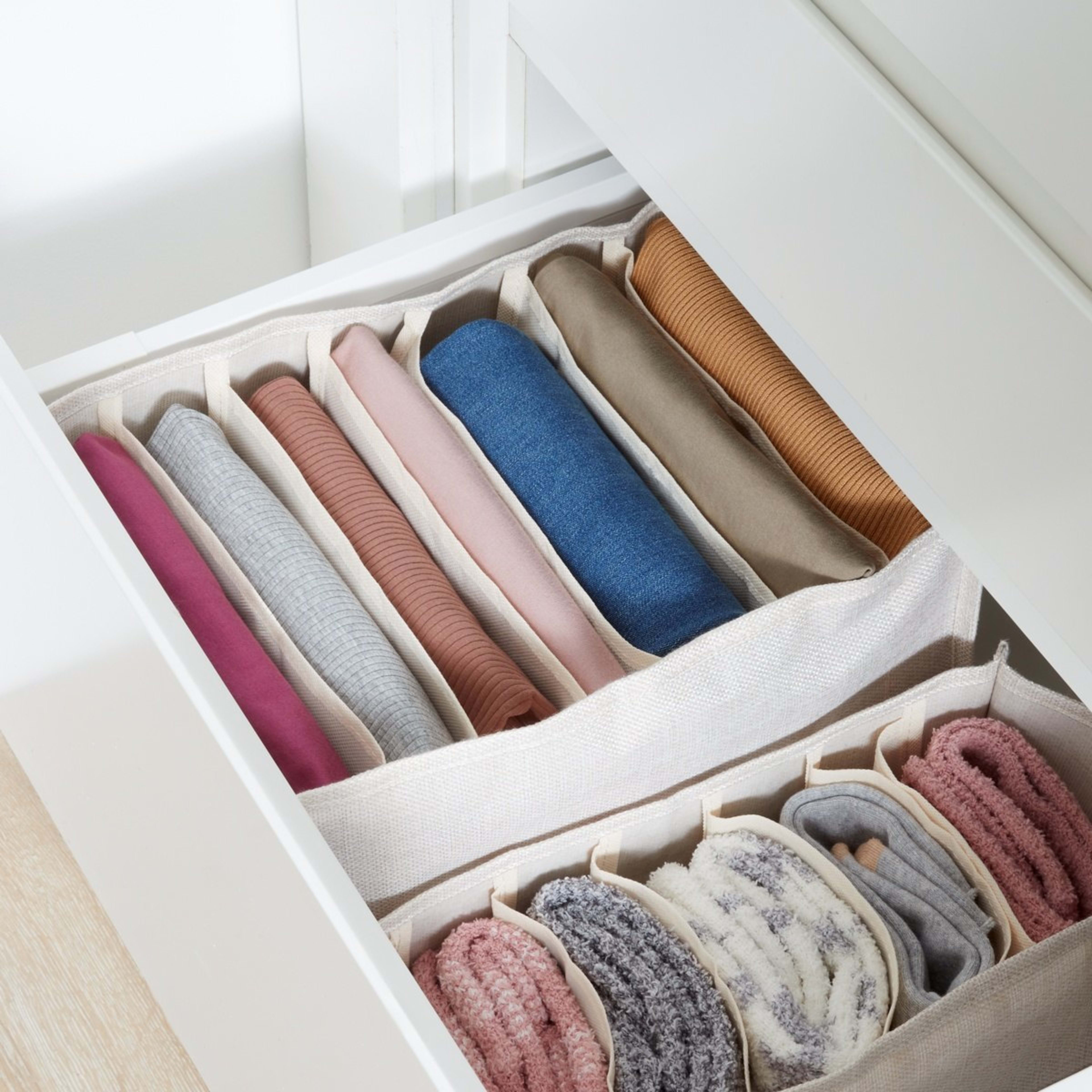 9 Linen Look Organiser - Wide, Beige, 9 of 9