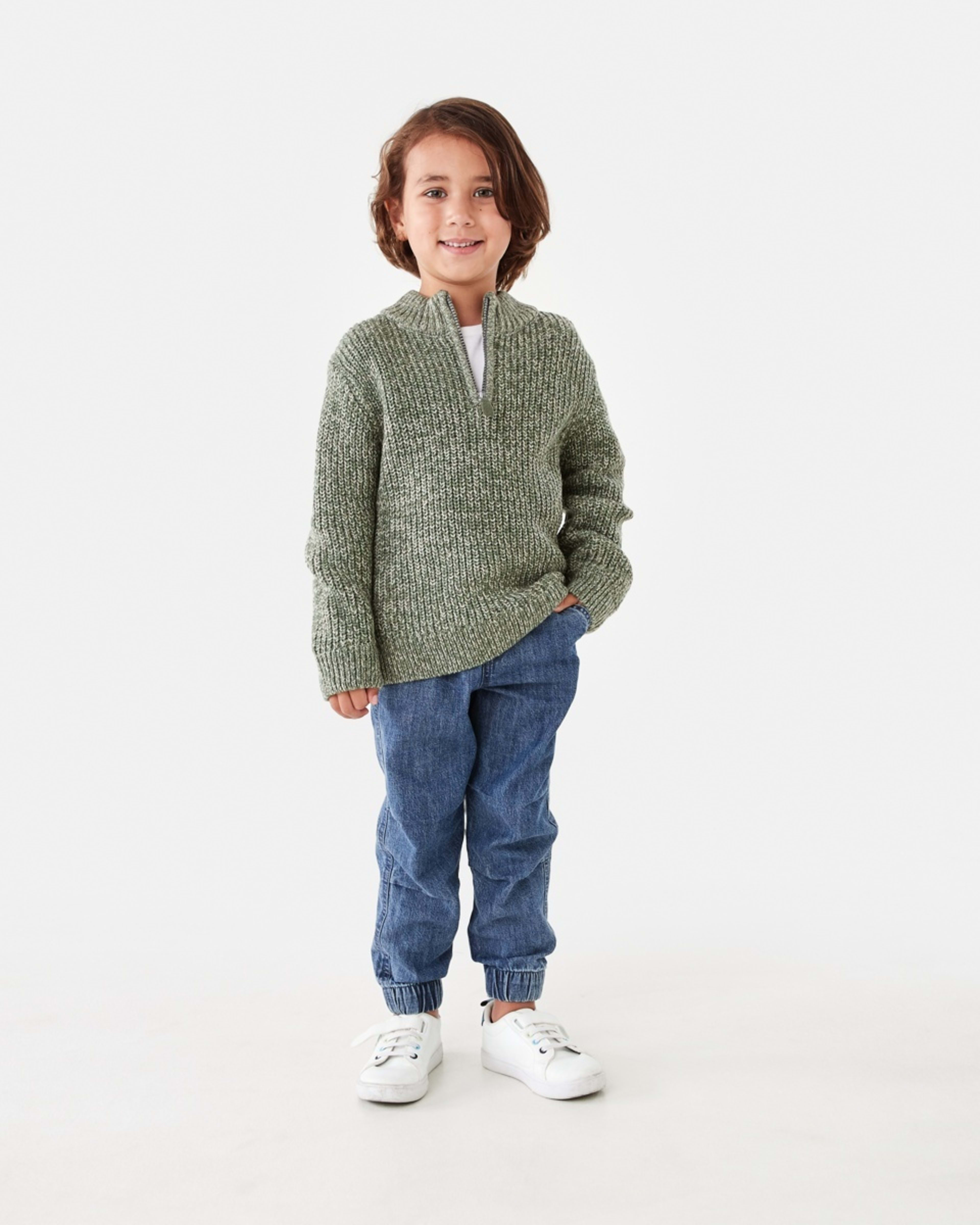 5 Fisherman Quarter Zip Knit Top Fisherman Green, 5 of 8