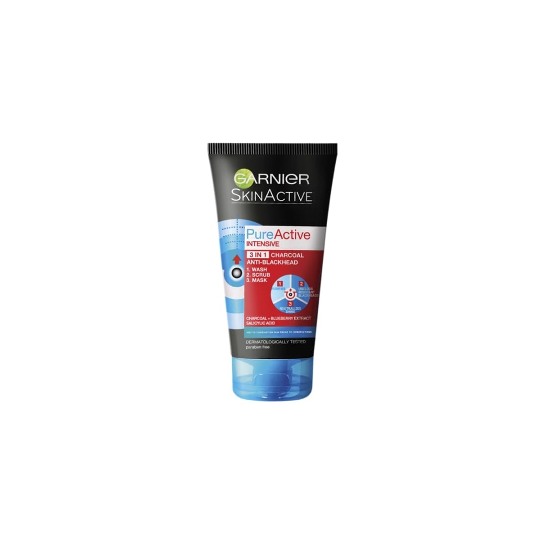 Garnier SkinActive PureActive Intensive 3in1 AntiBlackhead Wash, Scrub and Mask 150ml