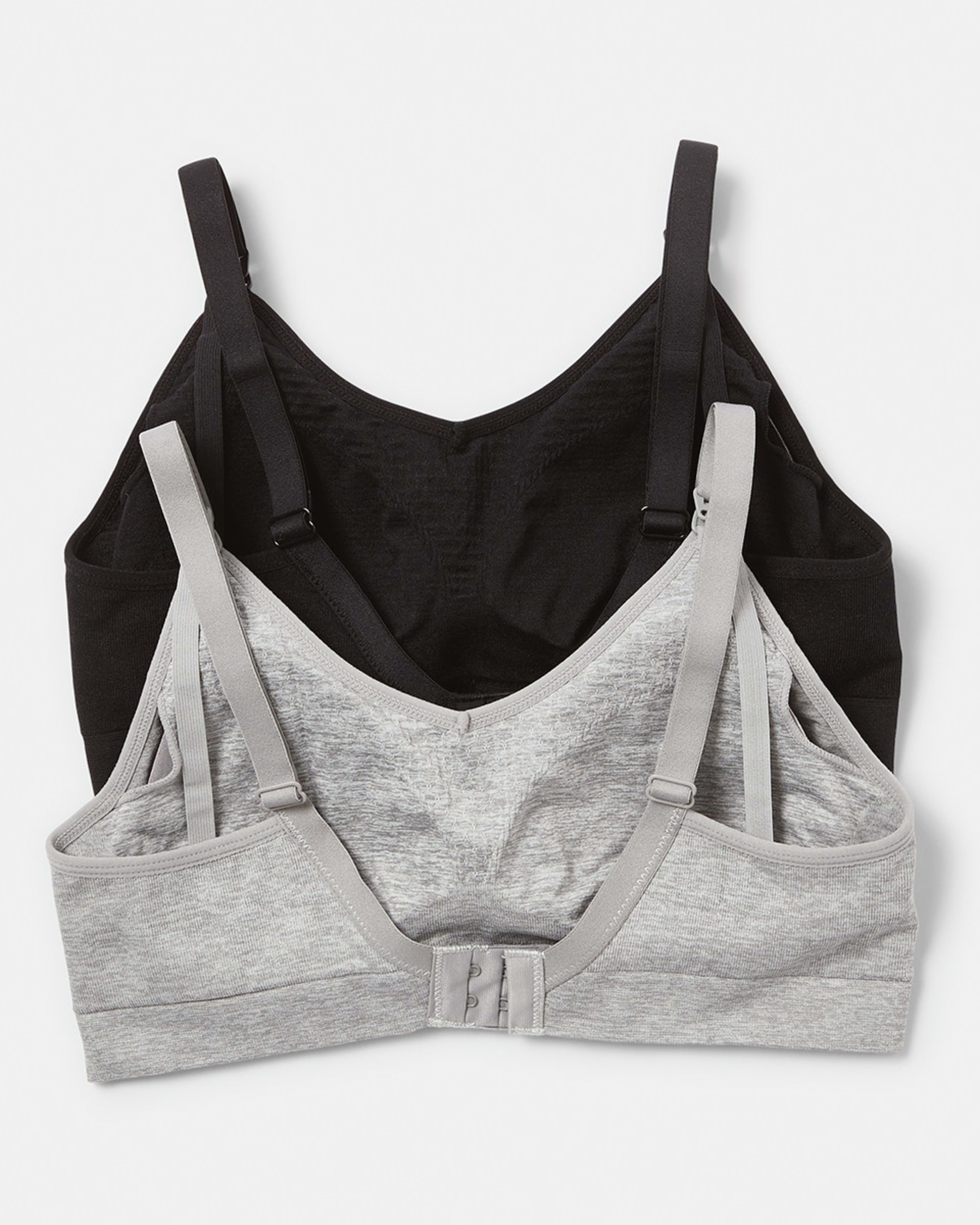 2 2 Pack Maternity Wirefree Seamfree Crop BLACK, GREY, 2 of 9