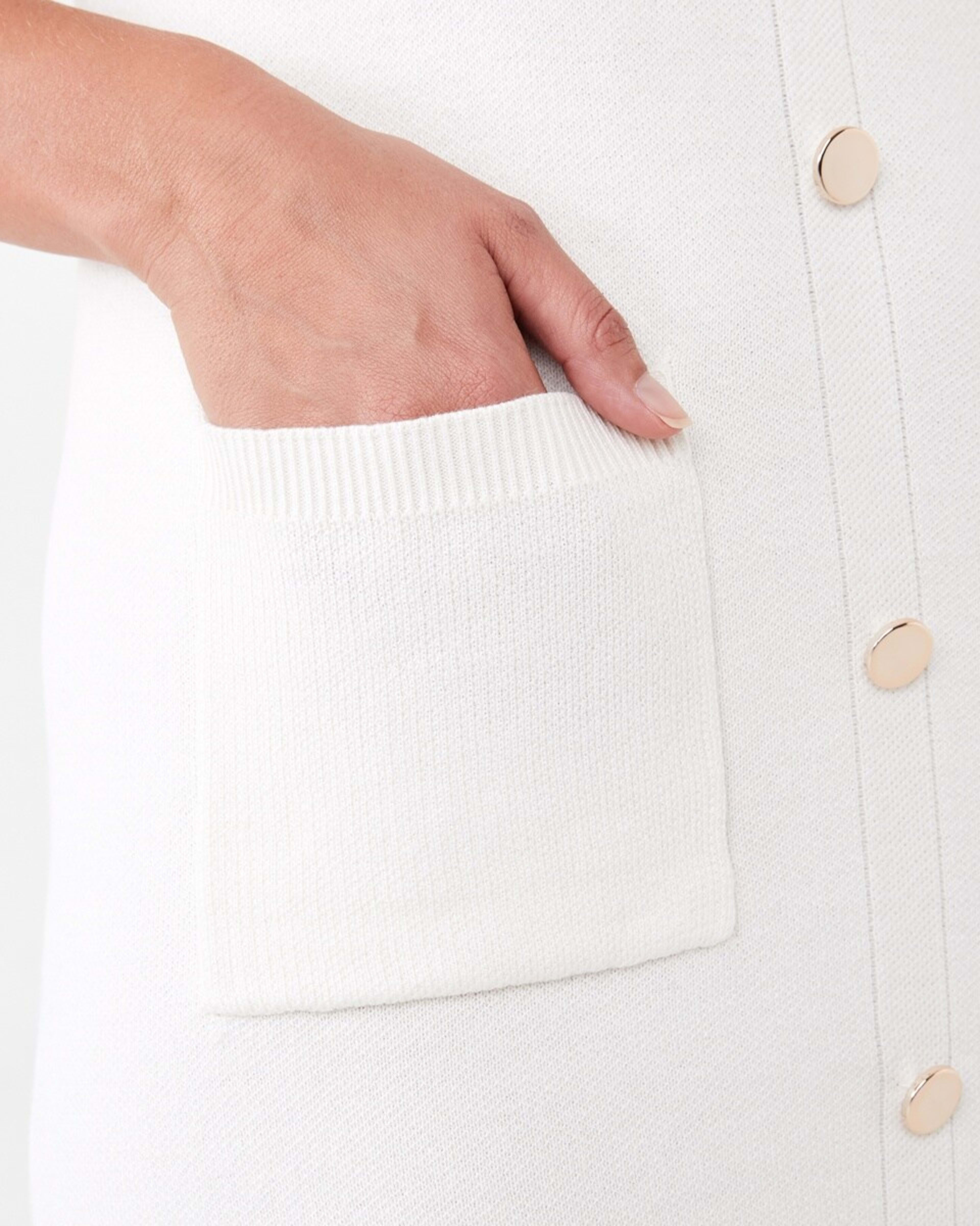 8 Sleeveless Button Knit Mini Dress Ecru, 8 of 8