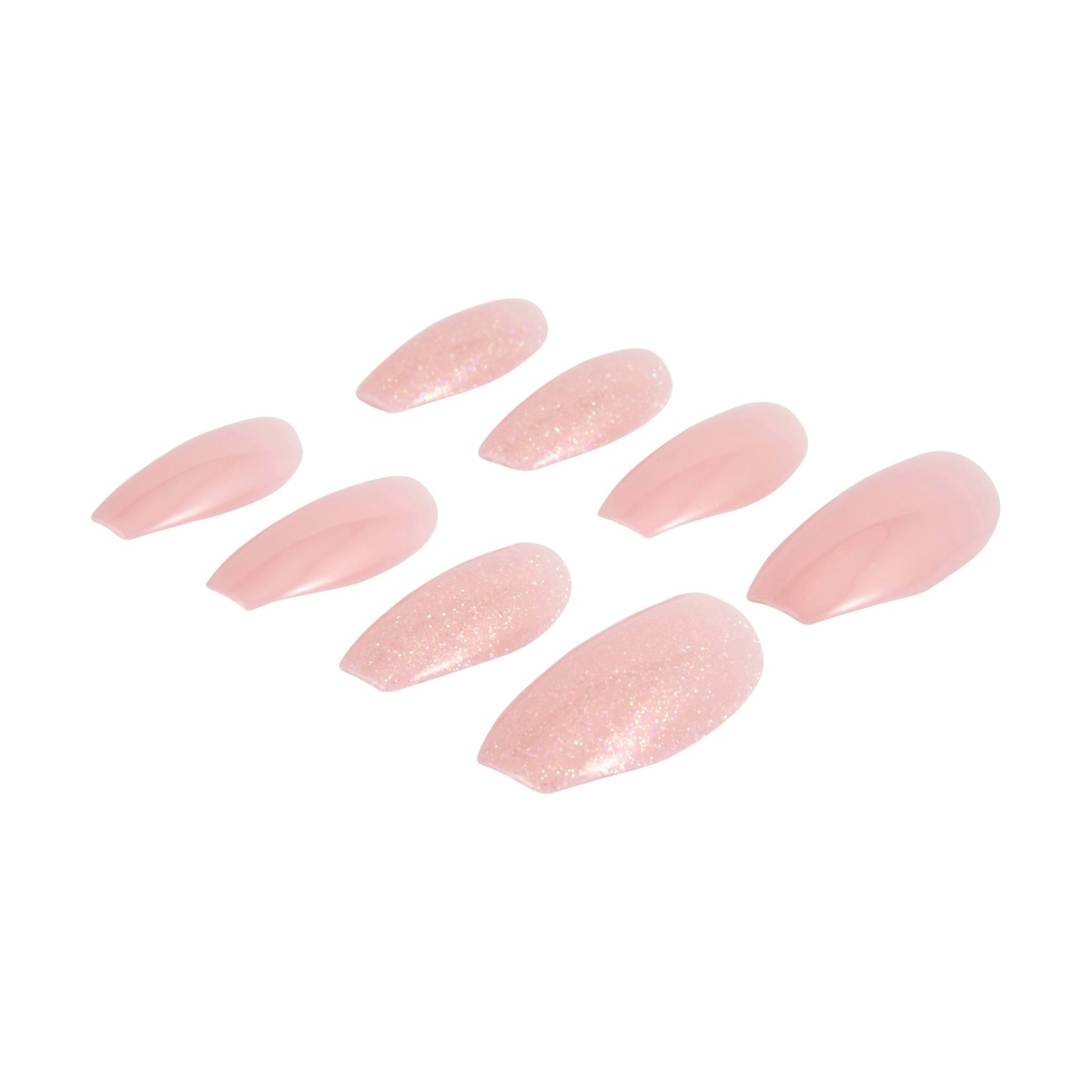 4 OXX Cosmetics 24 Pack Artificial Nails with Adhesive - Coffin Shape, Pink Shimmer, 4 of 5
