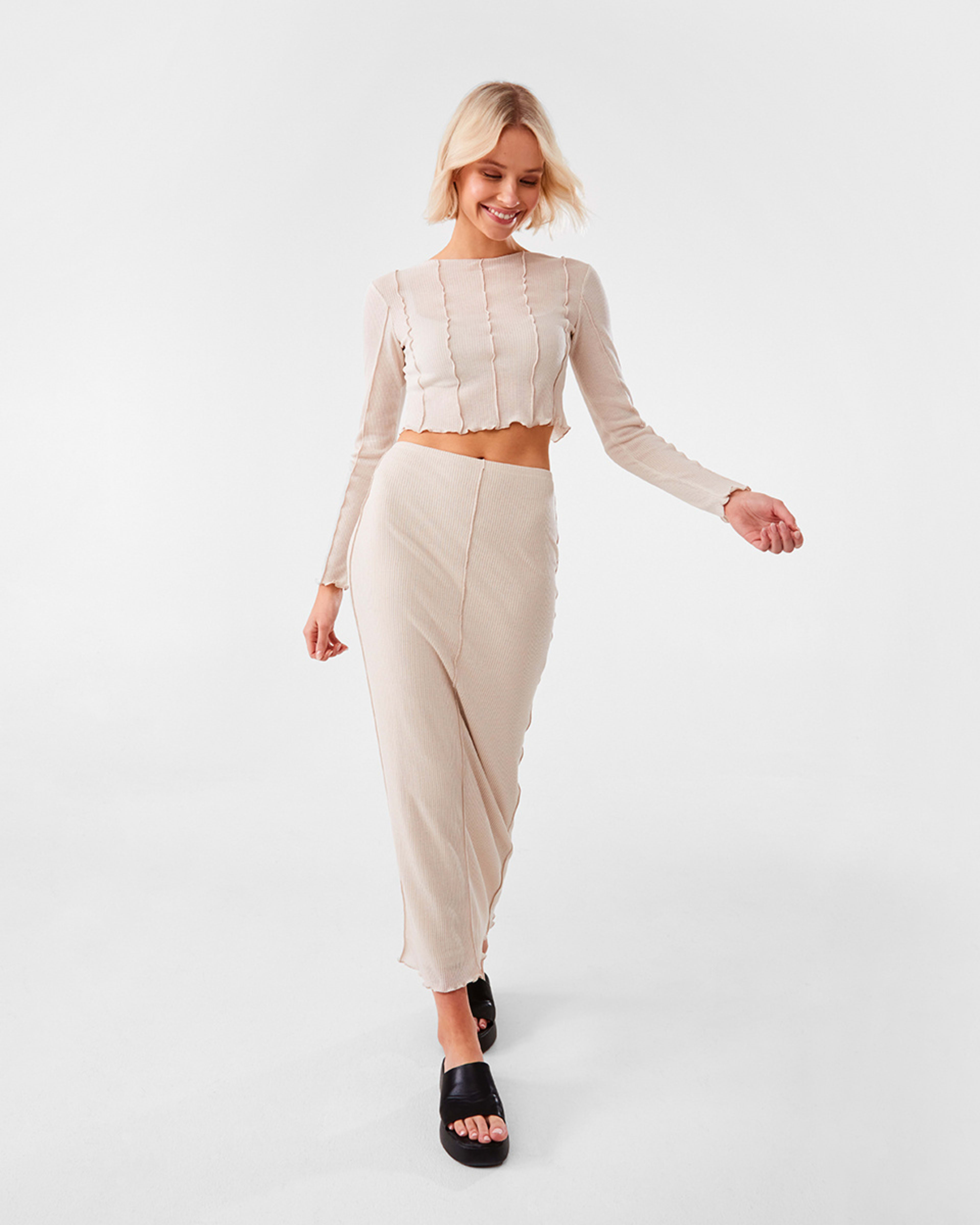 2 Rib Maxi Skirt Ecru, 2 of 10