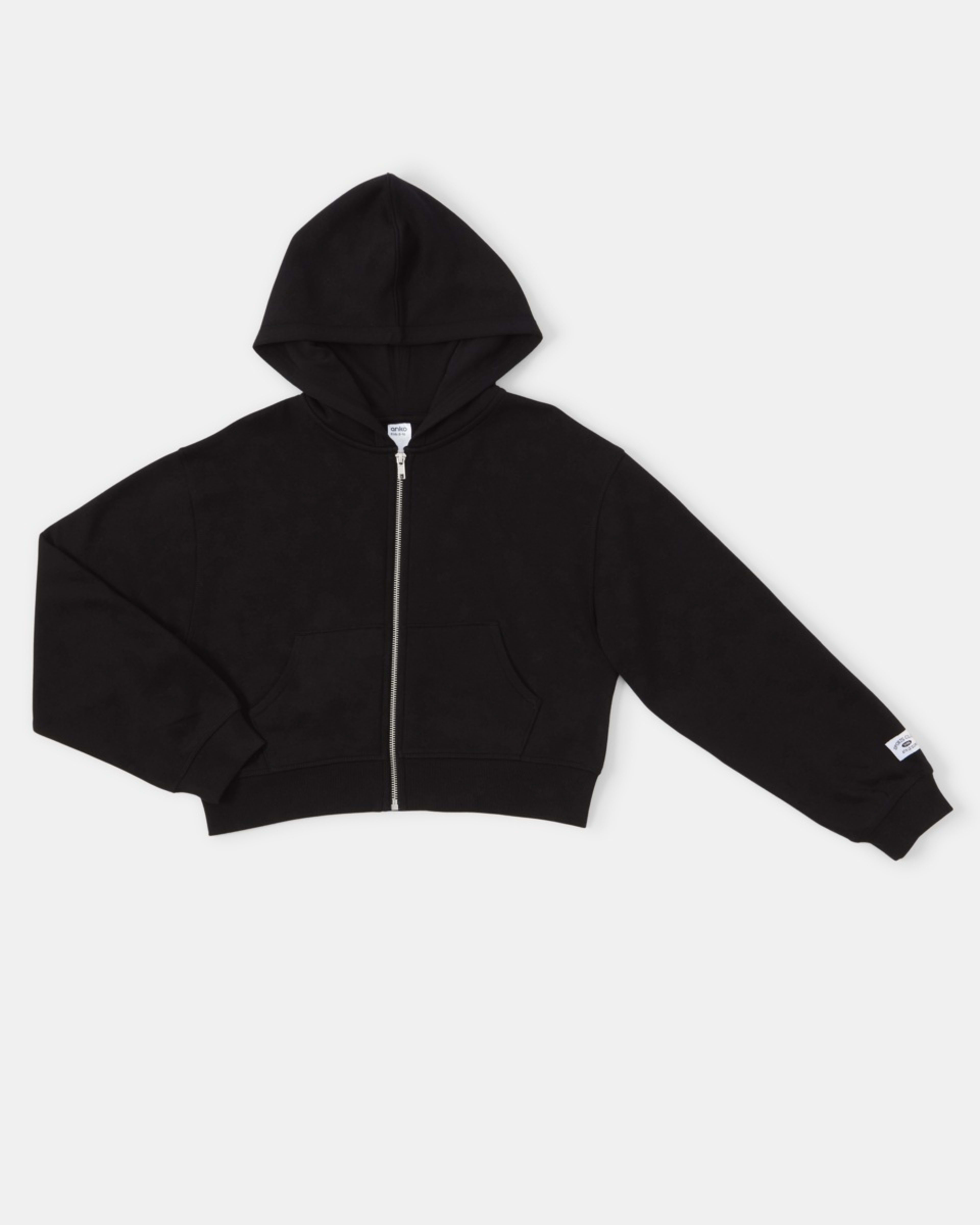 9 Cropped Zip Through Hoodie Black, 9 of 10