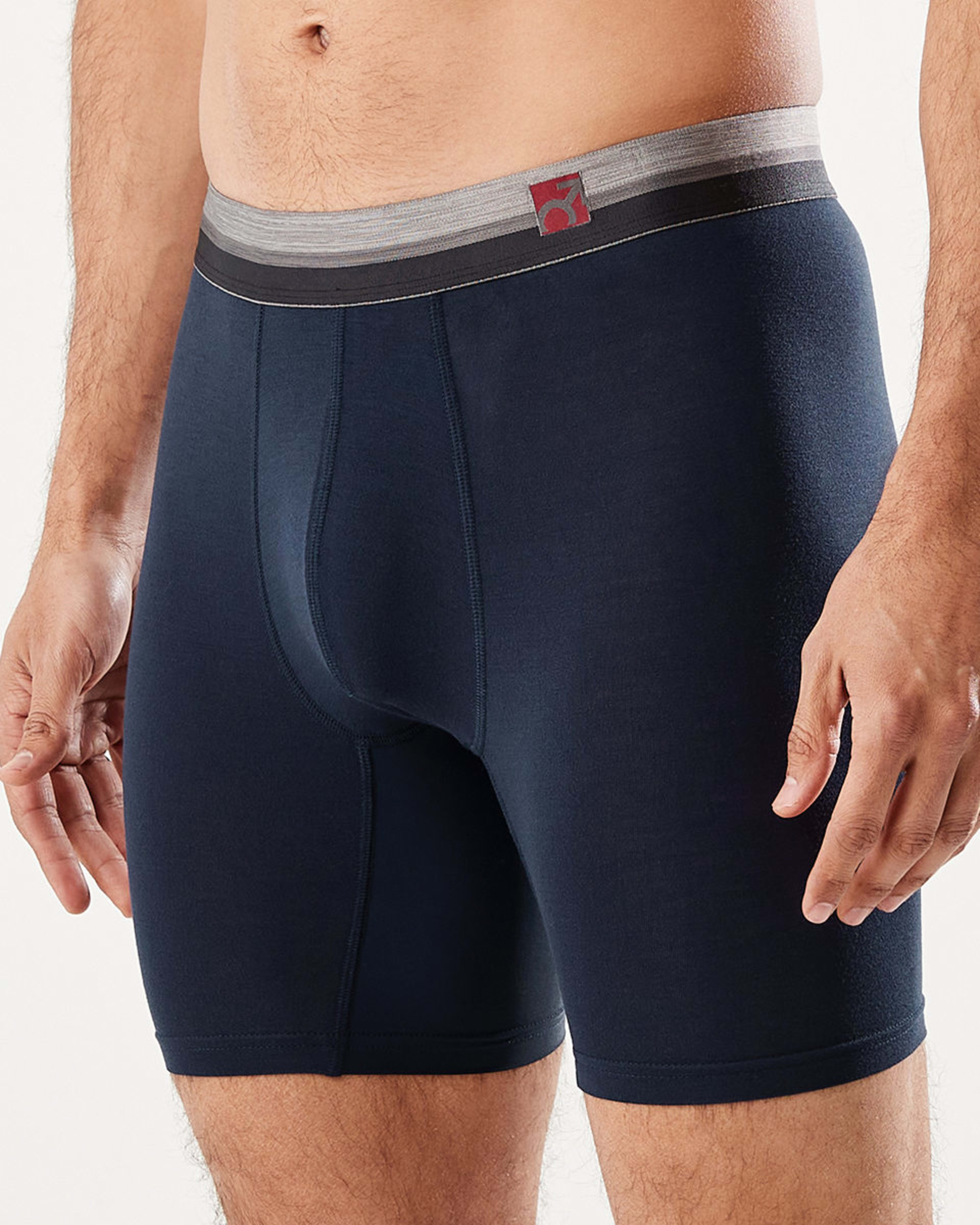 2 Anti-ride Mid Length Bamboo Blend Trunks Navy, 2 of 5