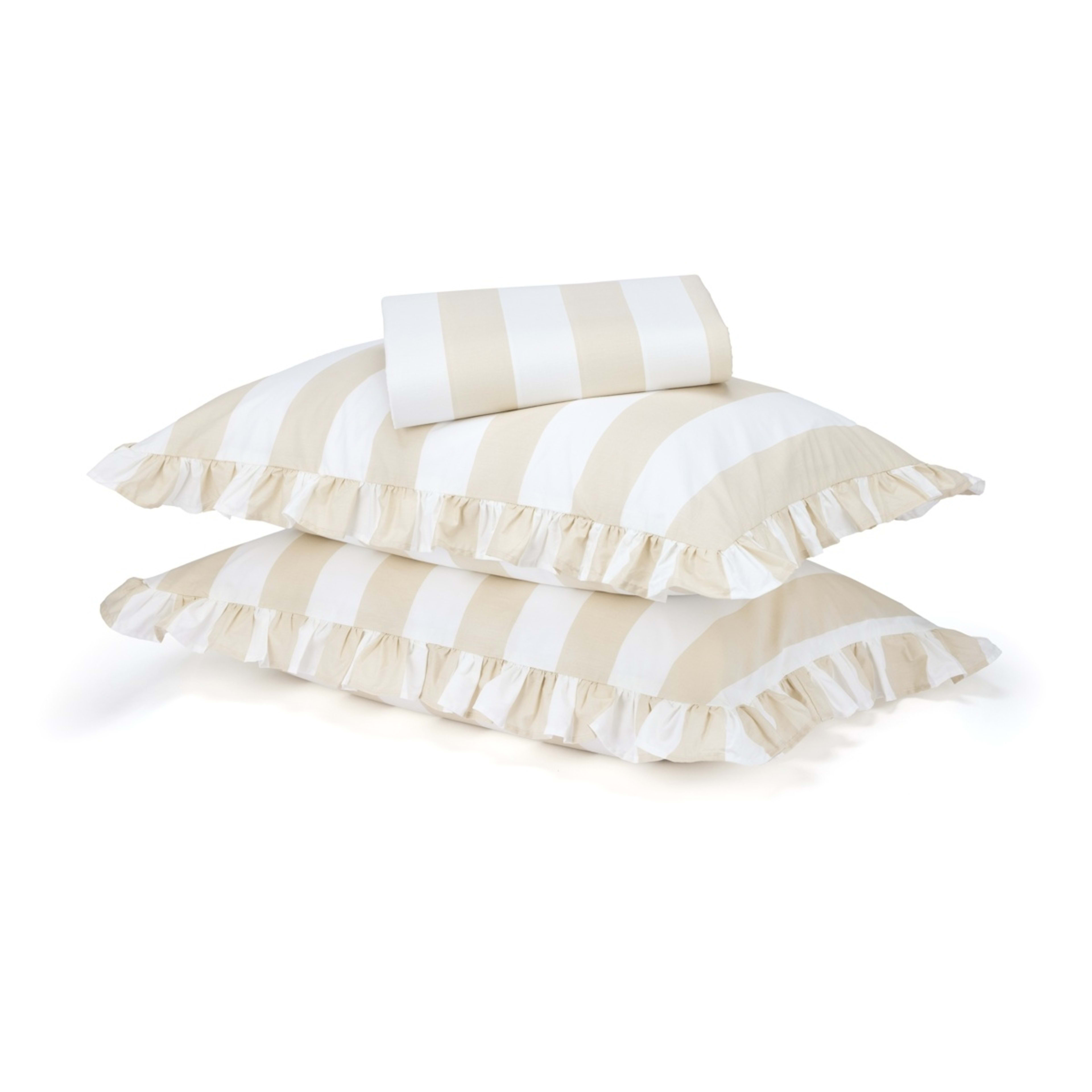 1 250 Thread Count Ruffle Cotton Sheet Set - Double Bed, Sand