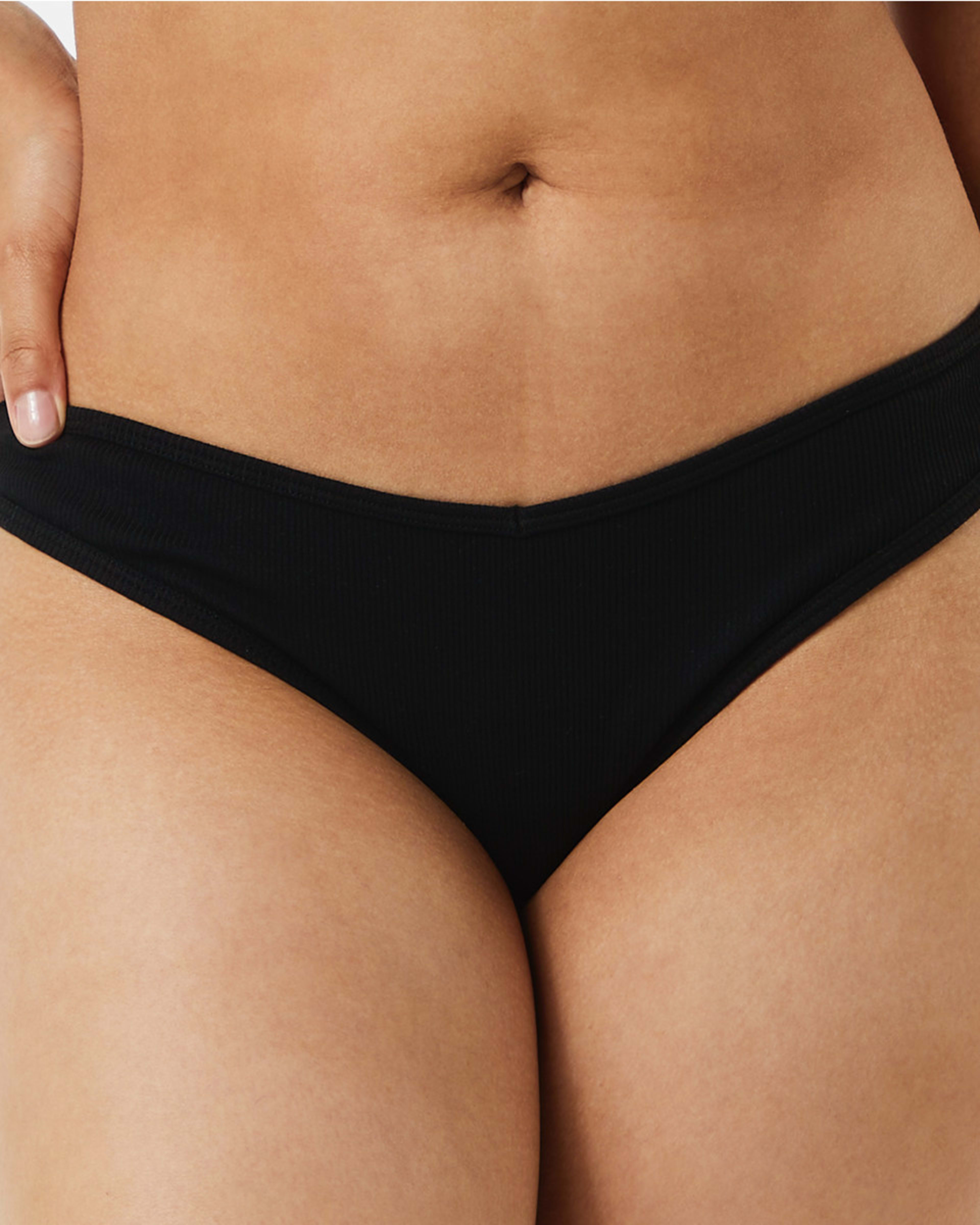 1 Ribbed G-string Briefs BLACK, 1 of 4