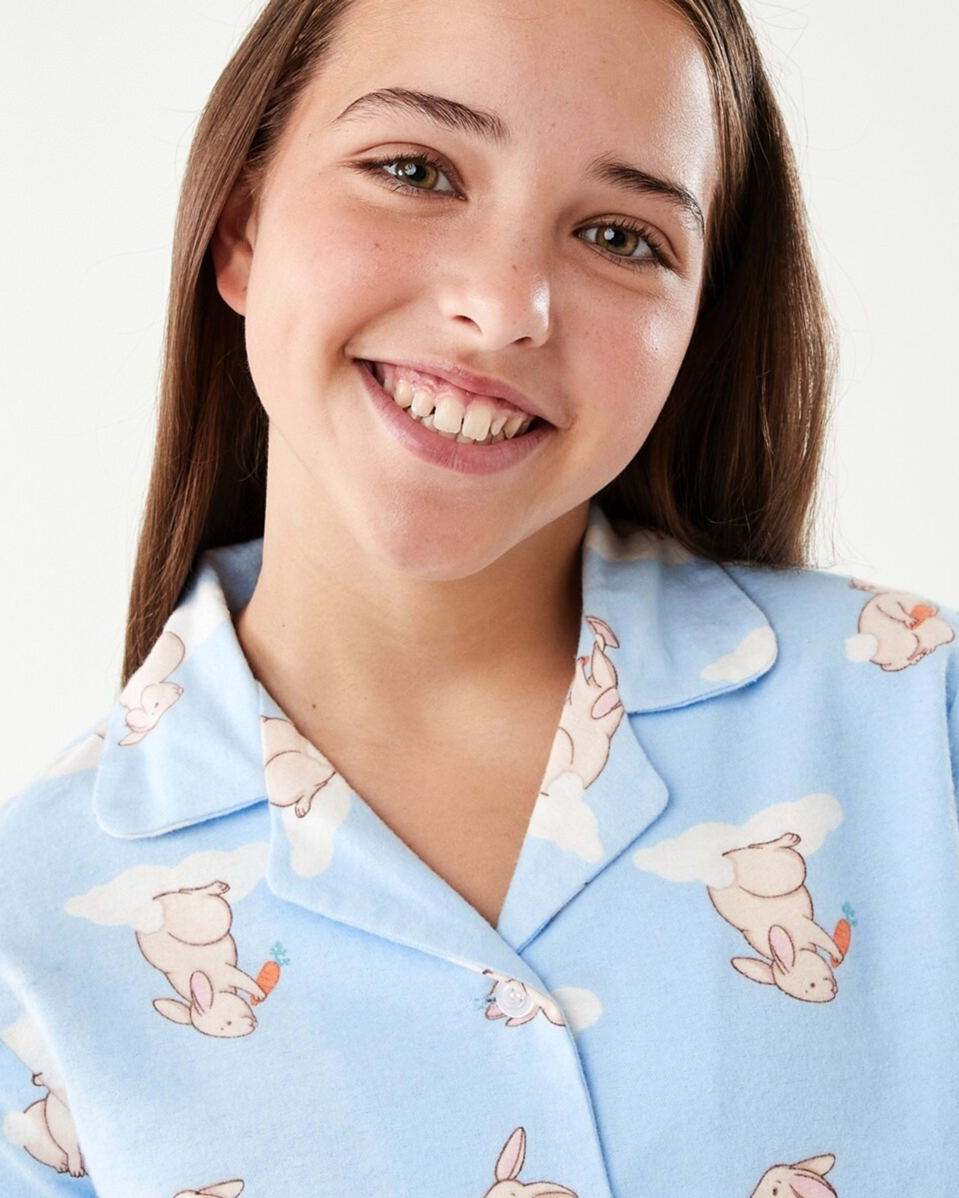 3 Flannelette Pyjama Set Blu Bunny, 3 of 10