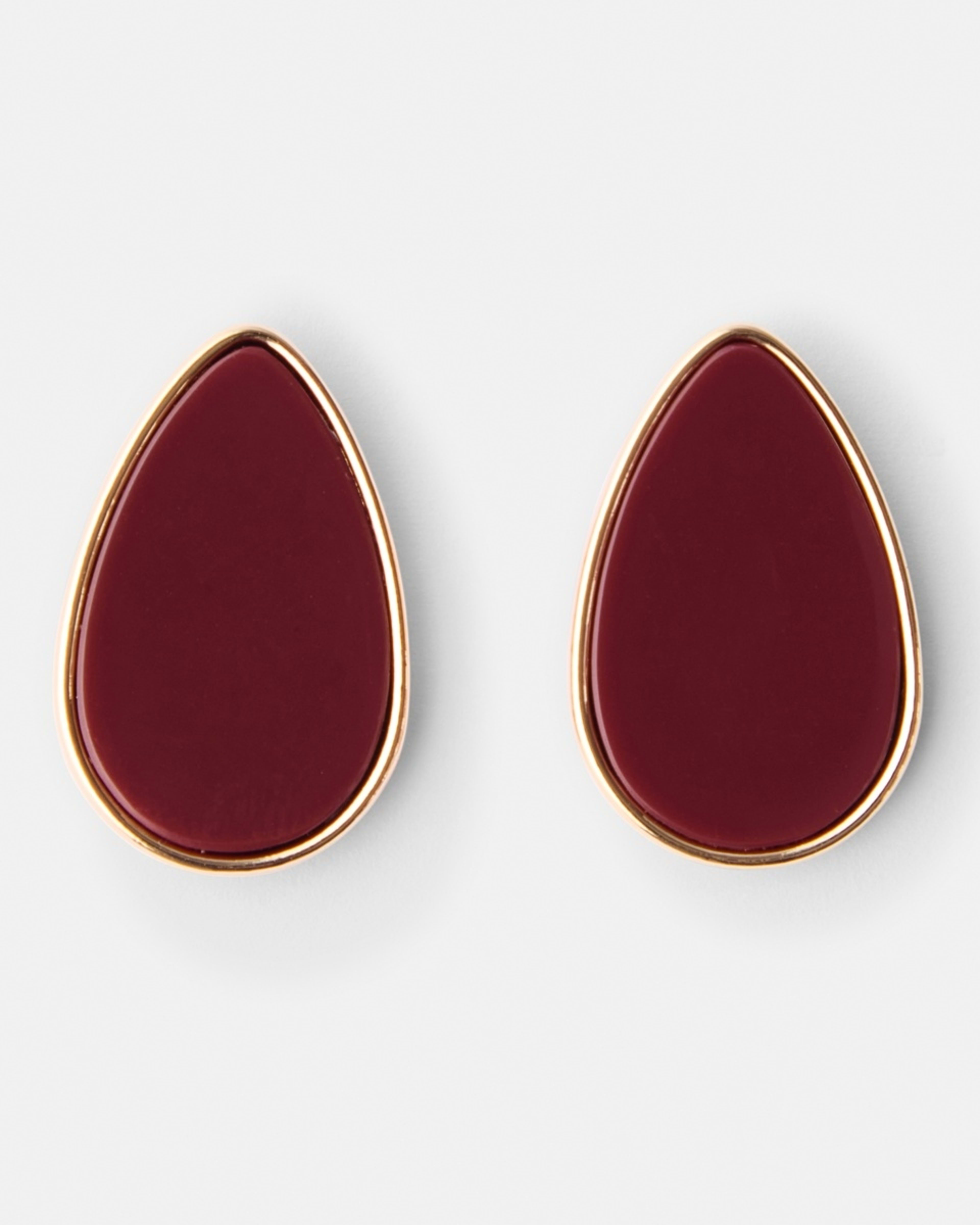 1 Stud Earrings - Red and Gold Tone Red, 1 of 5