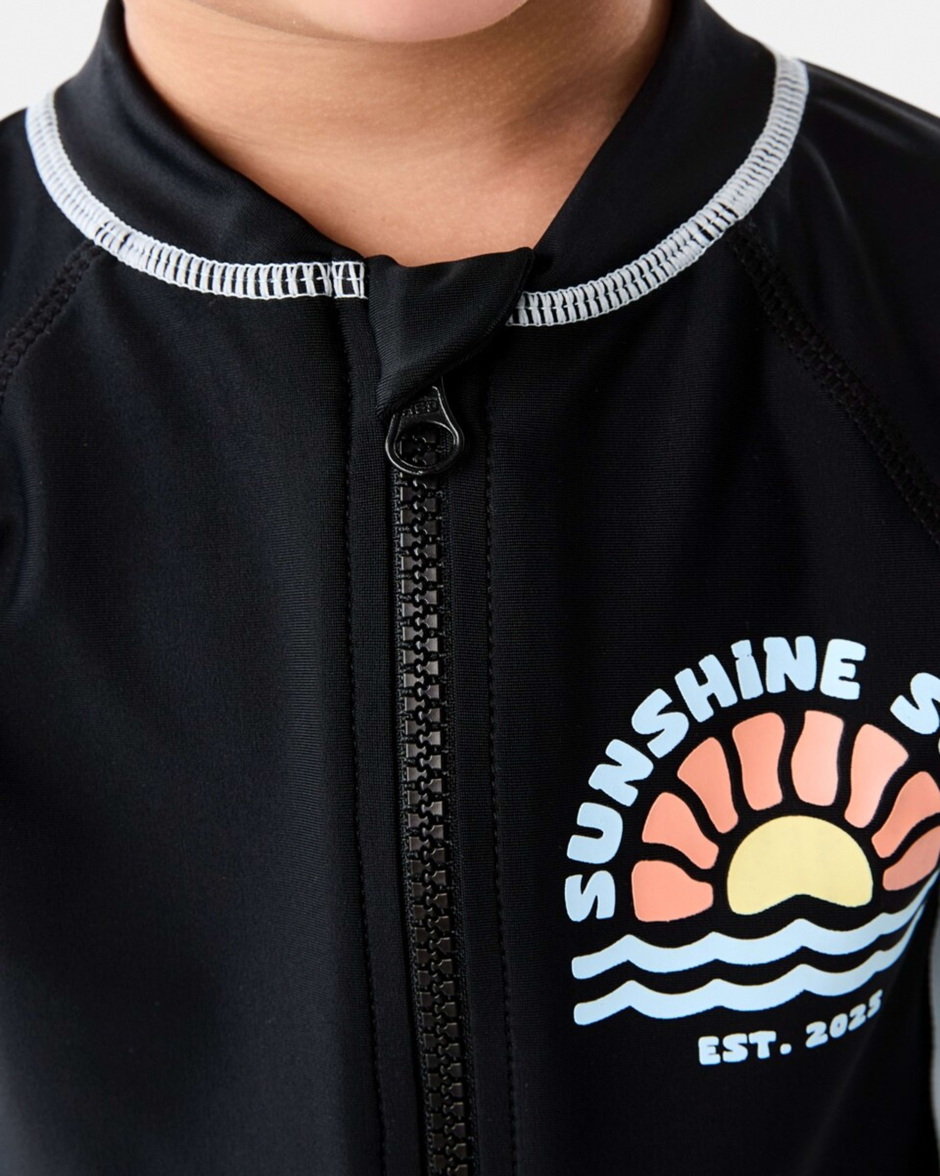 4 Long Sleeve Colour Block Swimsuit SUNSHINE SURF BLACK, 4 of 8