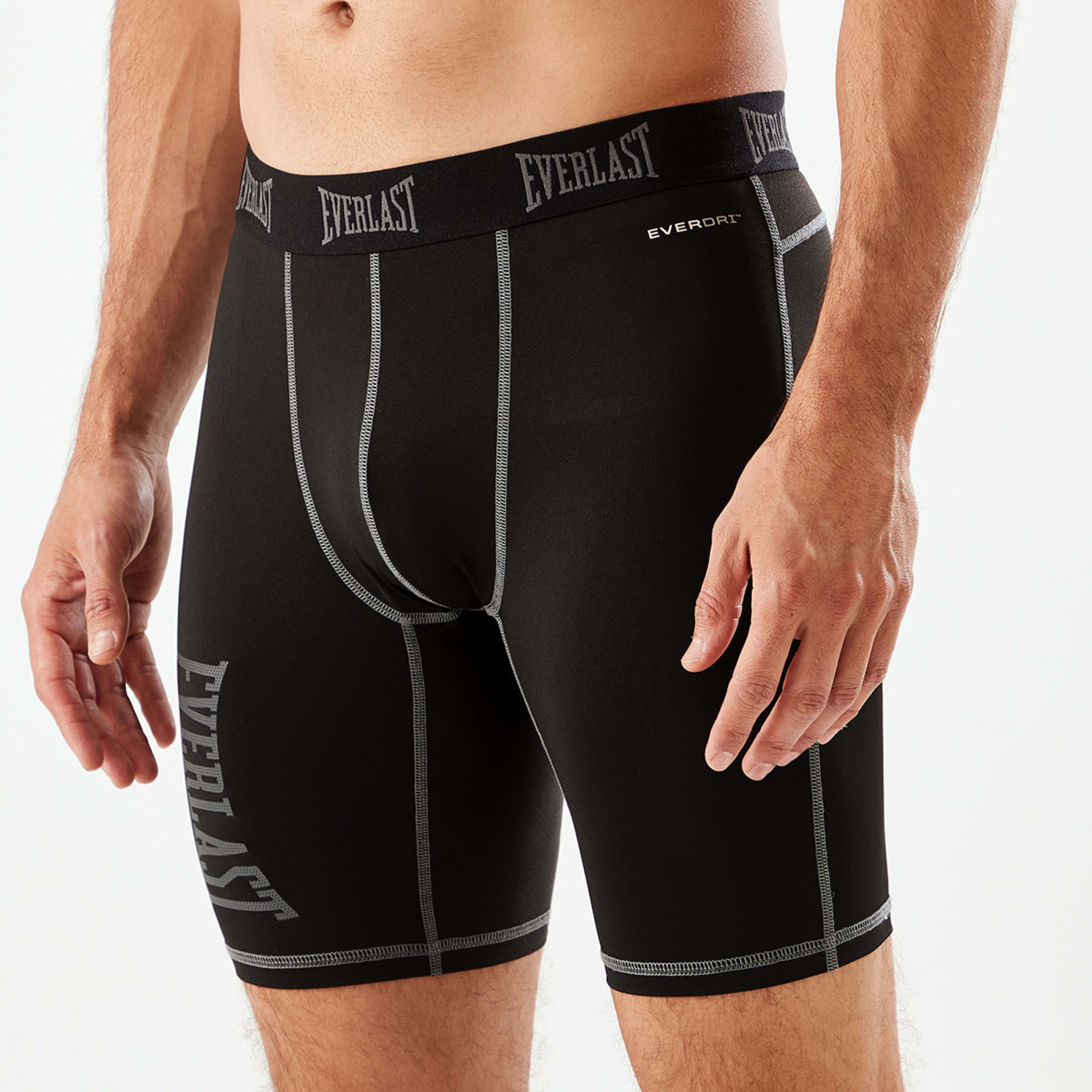 2 Everlast Mens Long Leg Performance Trunks Everlast Vertical Black, 2 of 8
