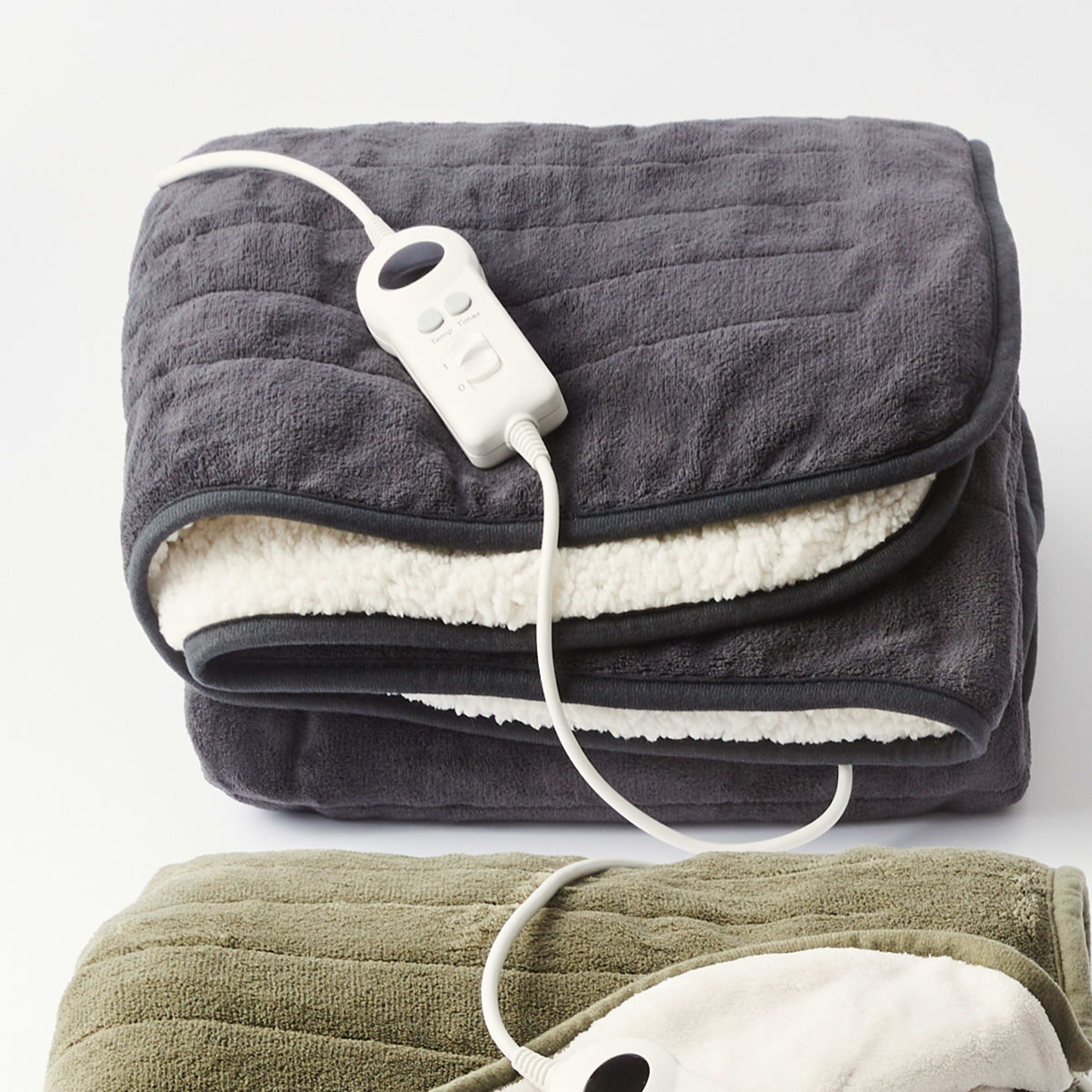 Sherpa Heated Throw Grey Kmart