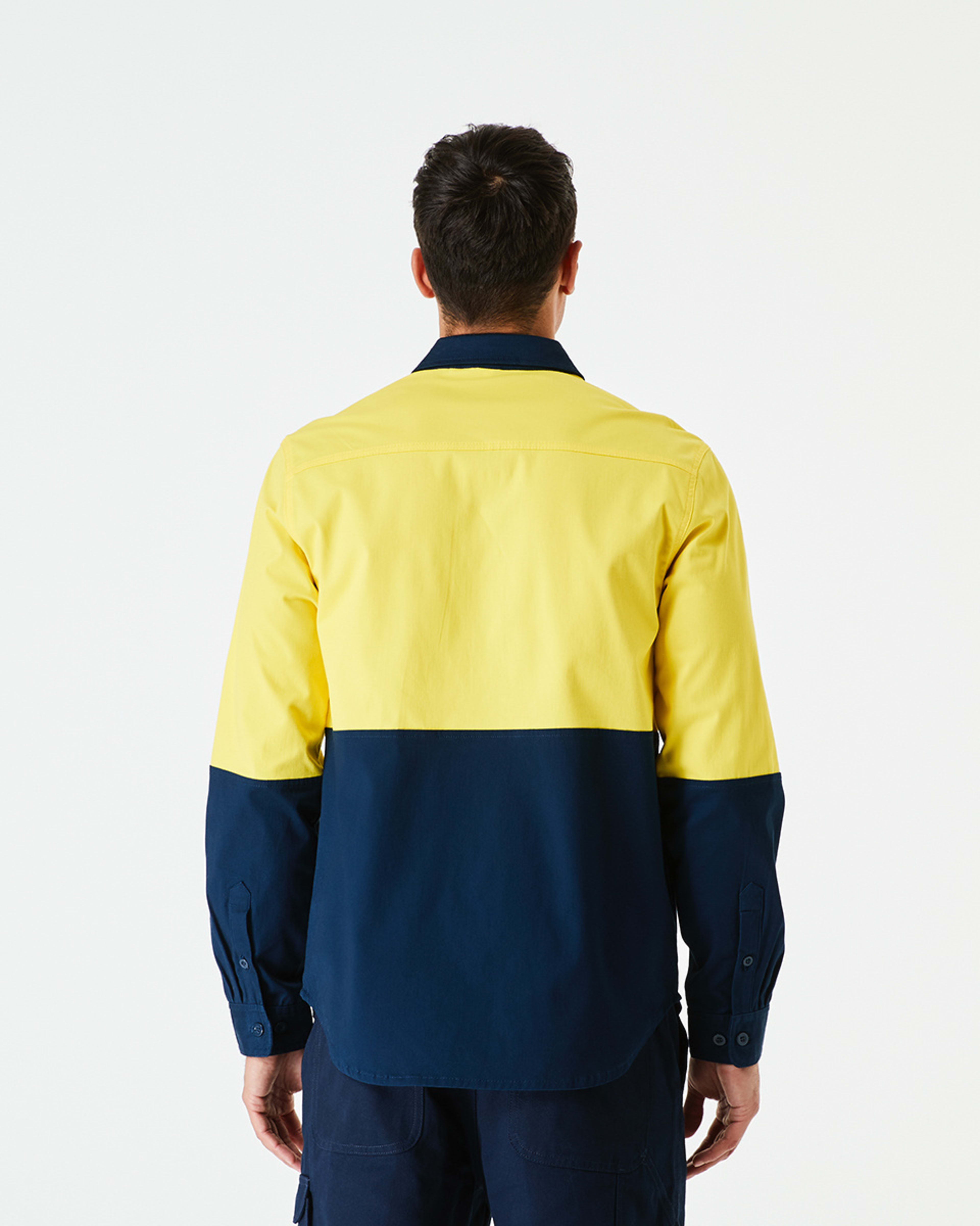 3 Workwear Long Sleeve Hi-Visibility Stretch Shirt SAFETY YELLOW, 3 of 5