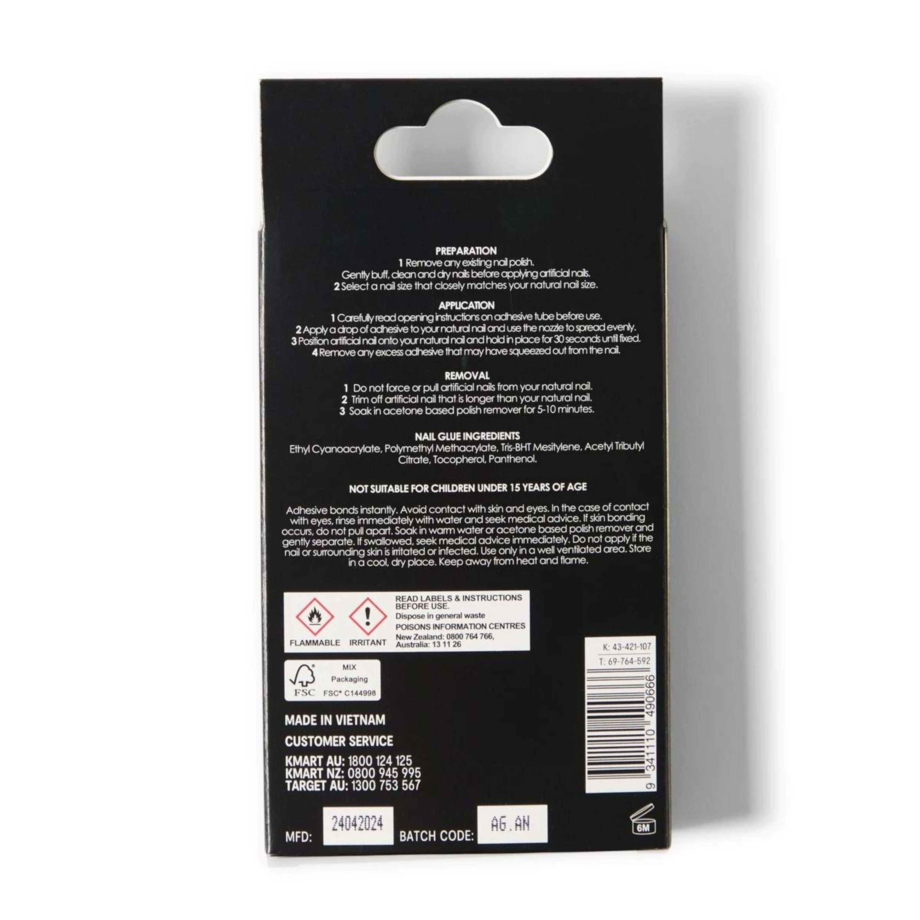 2 OXX Cosmetics 100 Pack Artificial Nails with Adhesive - Coffin Shape, Clear, 2 of 5