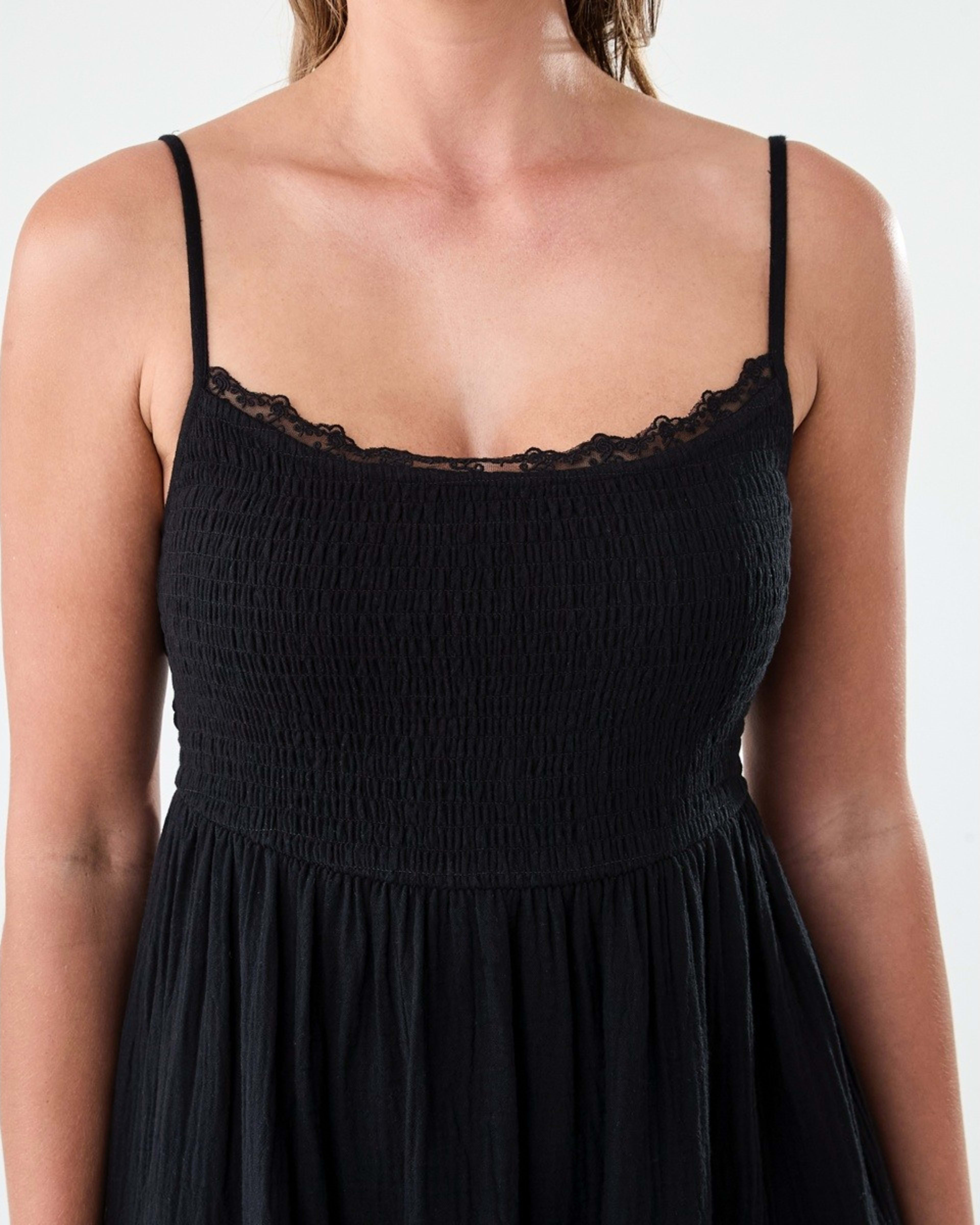 4 Sleeveless Lace Double Cloth Mini Dress Black, 4 of 7