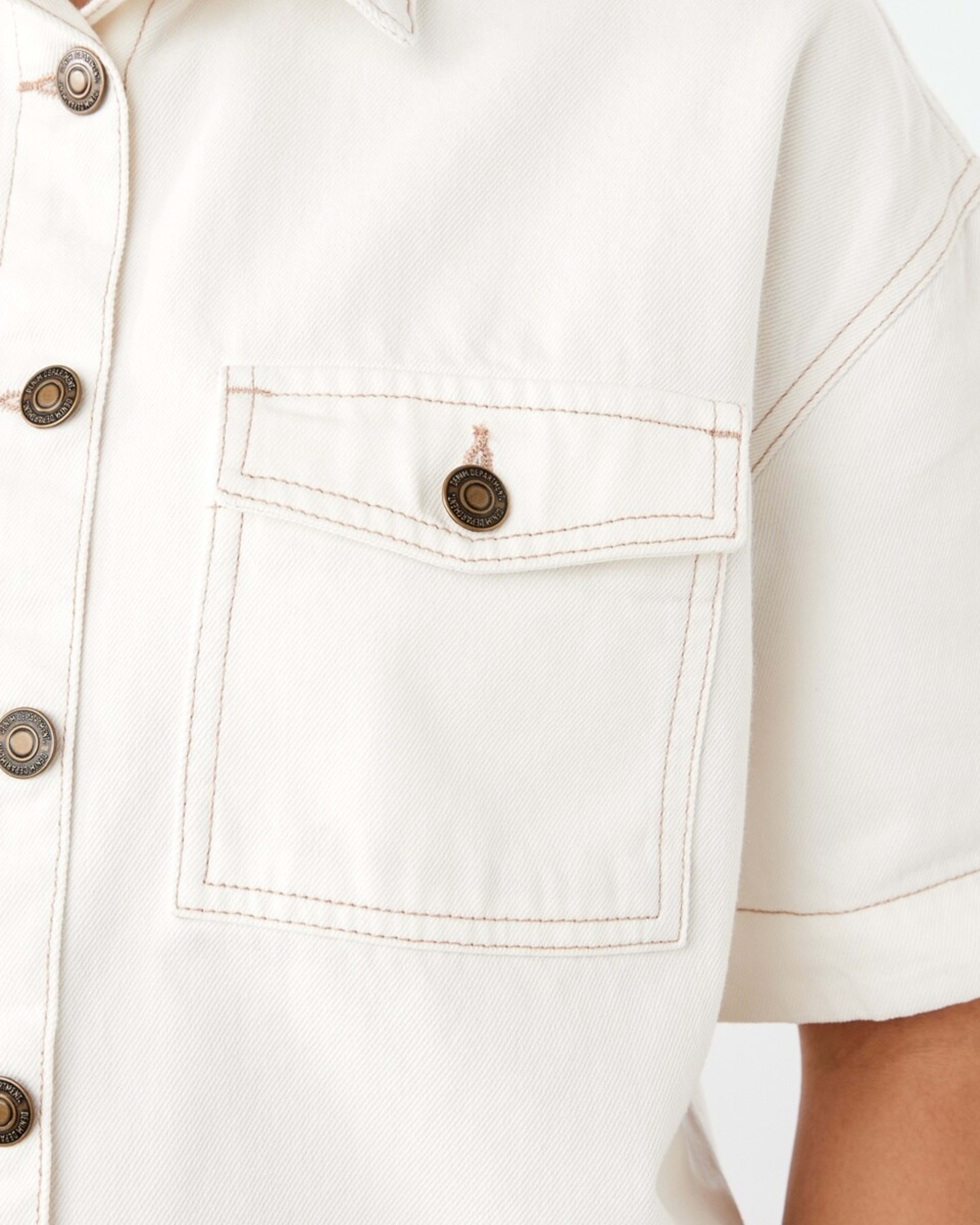 7 Short Sleeve Denim Cropped Shirt ECRU DENIM, 7 of 7