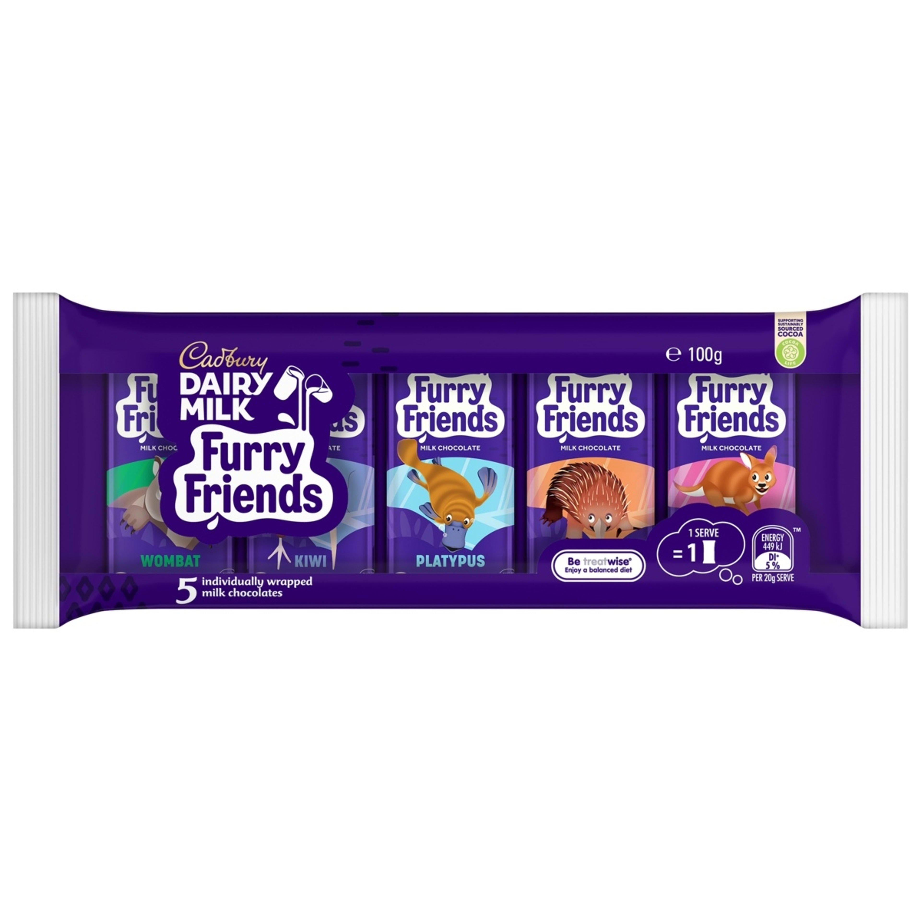 1 5 Piece Cadbury Dairy Milk Furry Friends Milk Chocolate 100g, 1 of 8