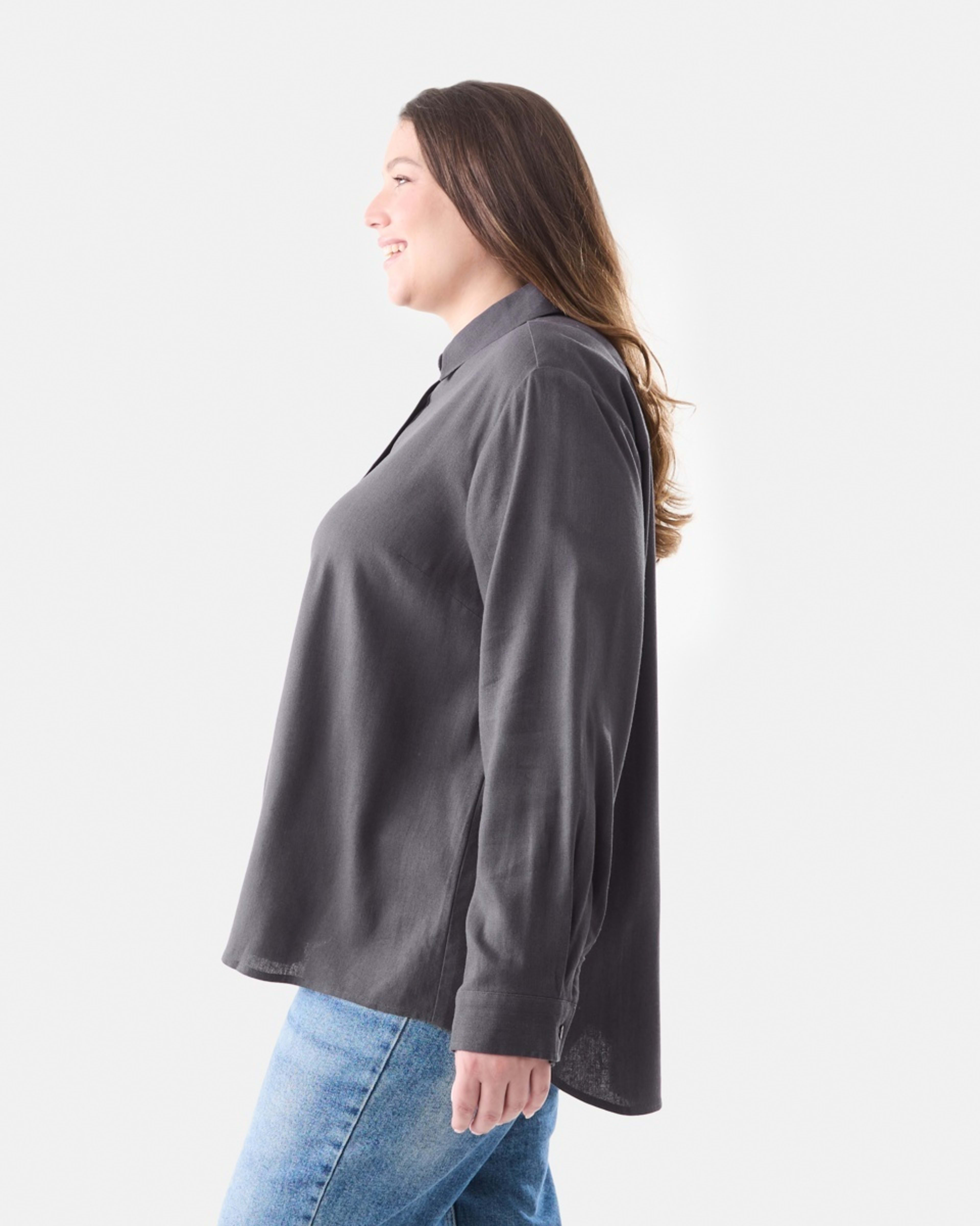 2 Curve Long Sleeve Linen Shirt Nine Navy, 2 of 5