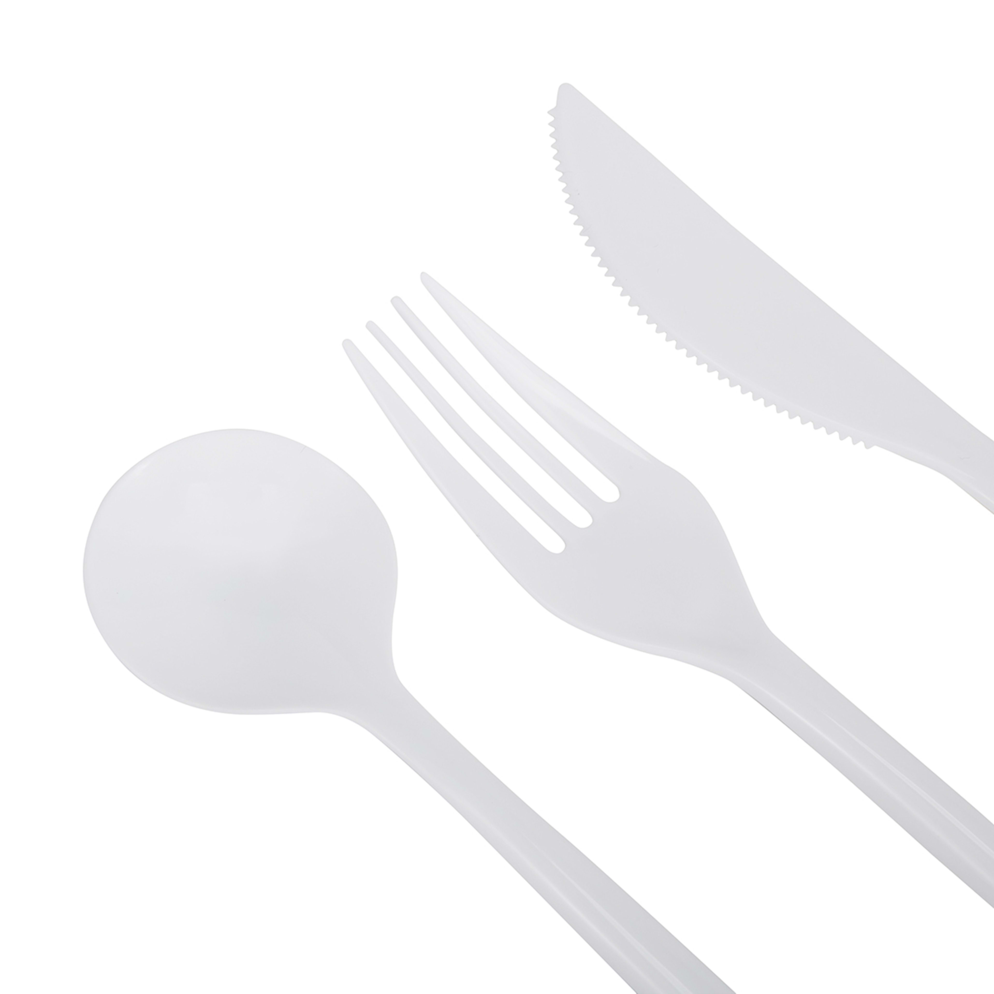 150 Piece Reusable White Plastic Cutlery Set Kmart