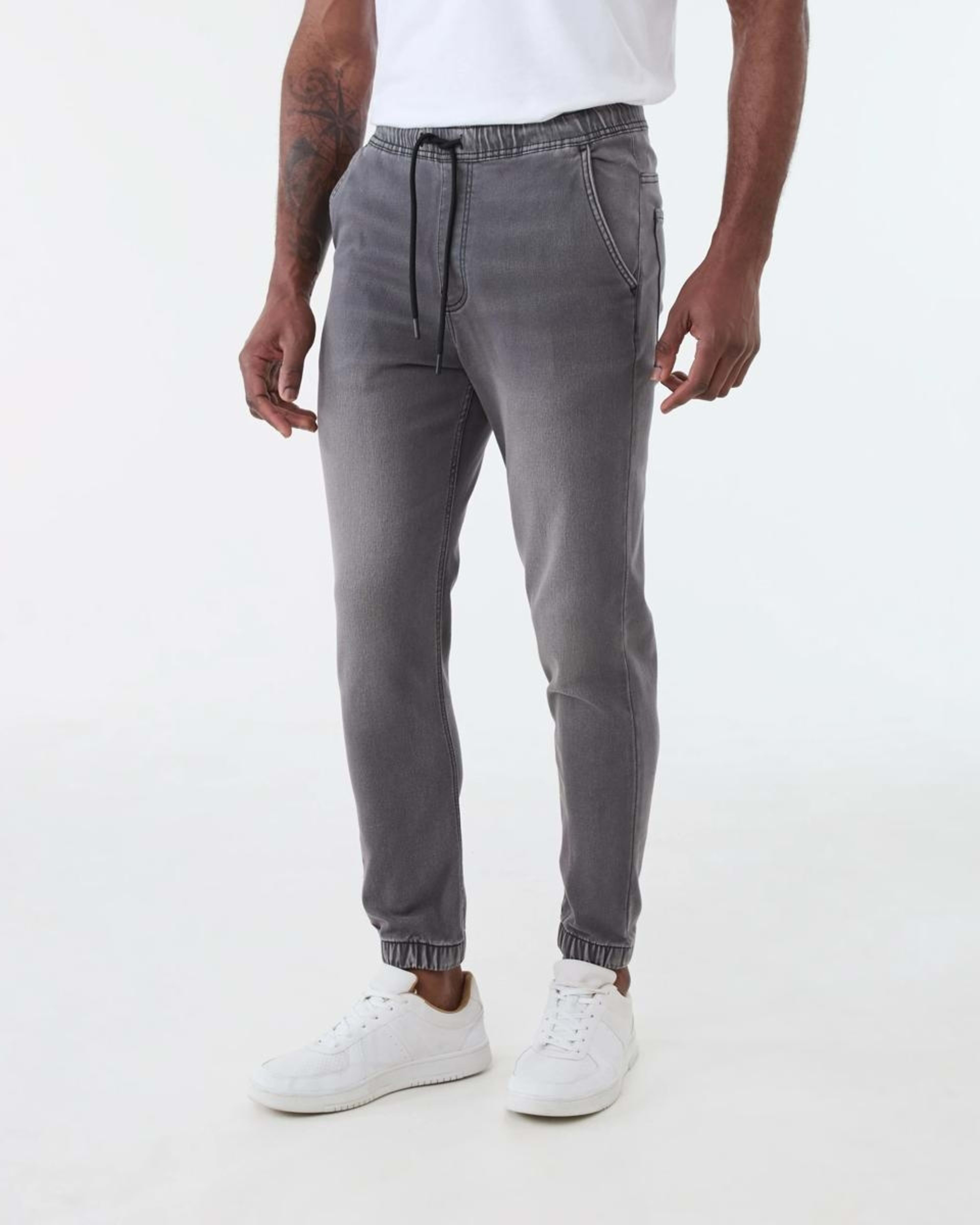 2 Cuffed Denim Joggers Gry Wash, 2 of 5