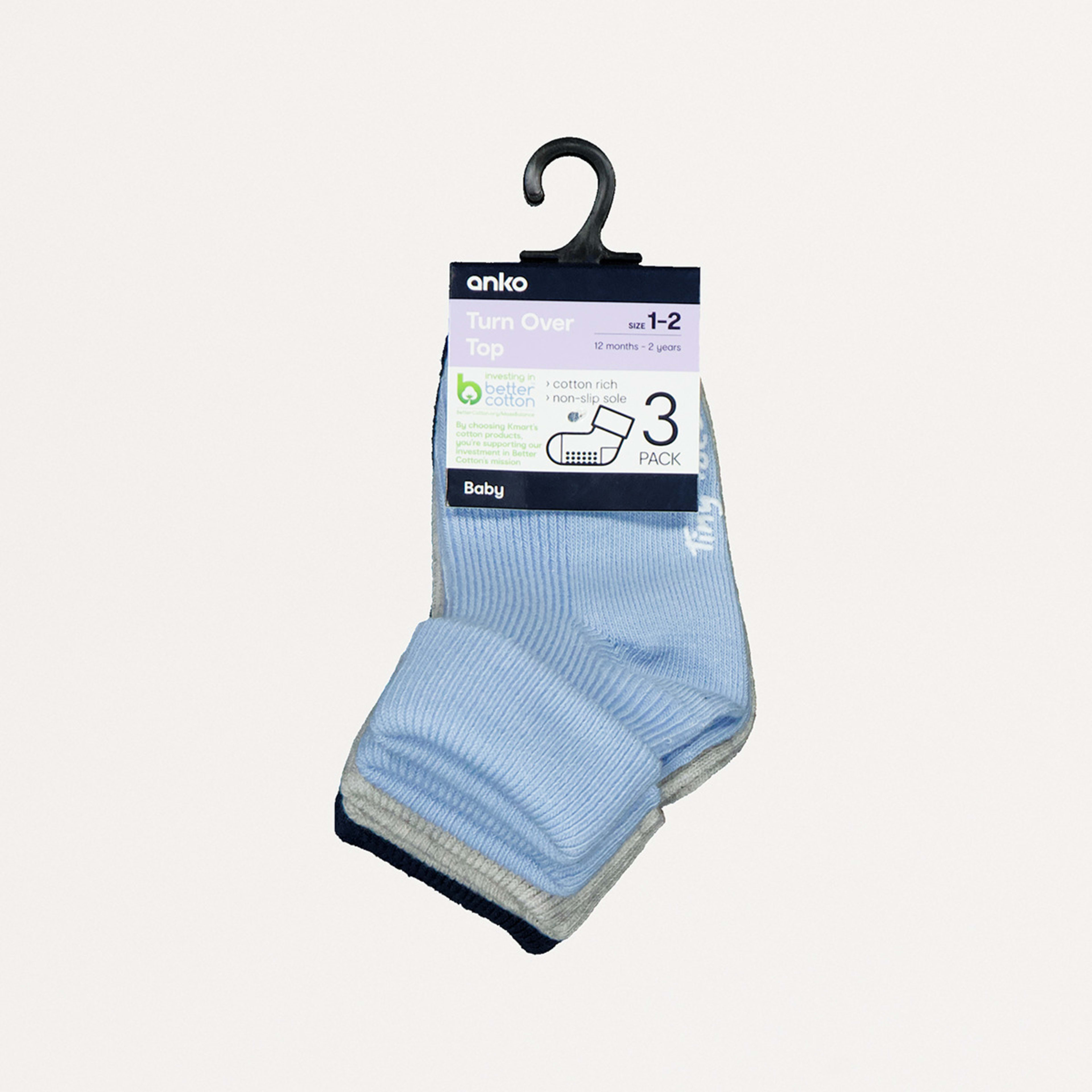 3 3 Pack Everyday Socks Tiny Toes Blue, 3 of 3