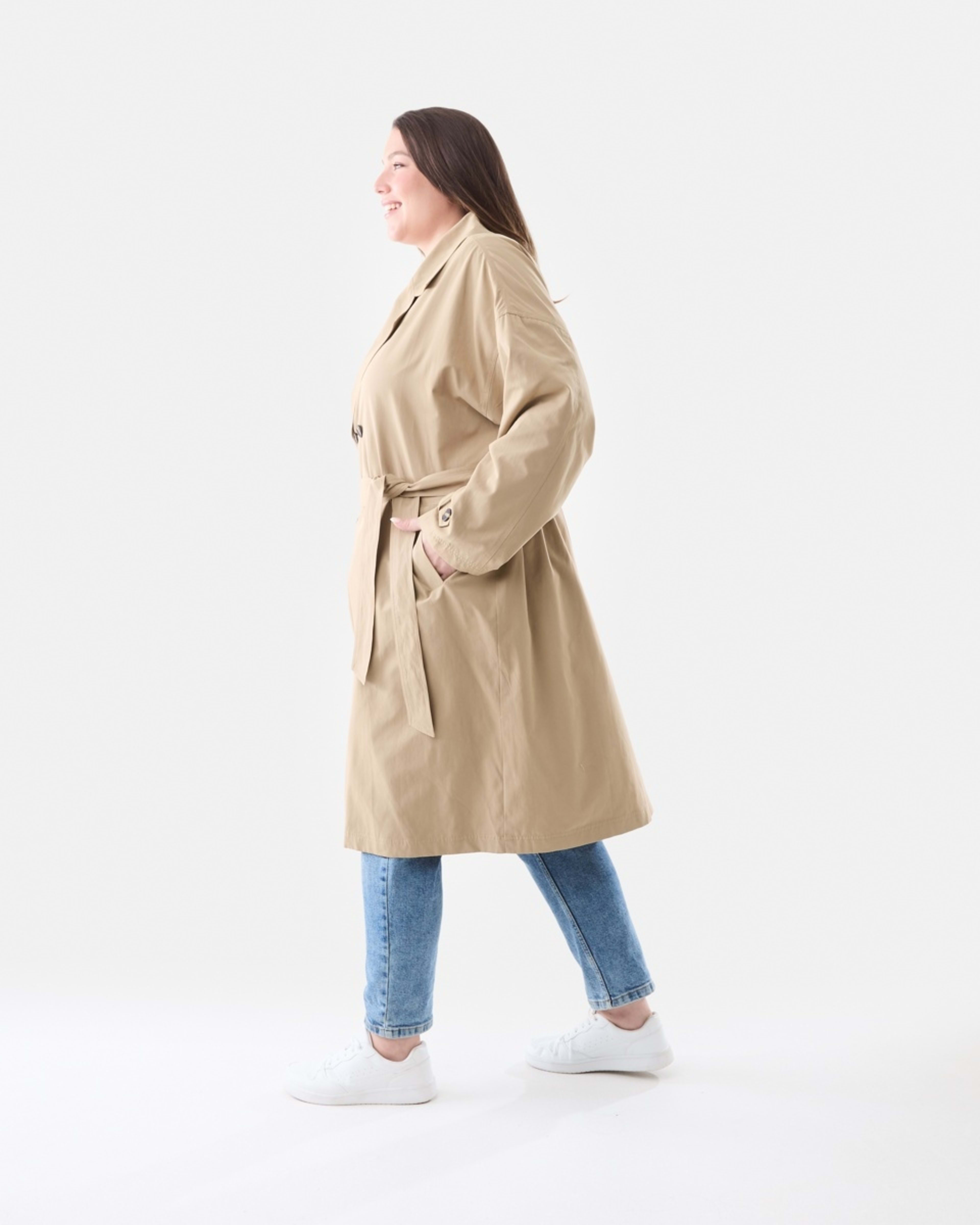3 Curve Longline Trench Coat Sandstone, 3 of 6