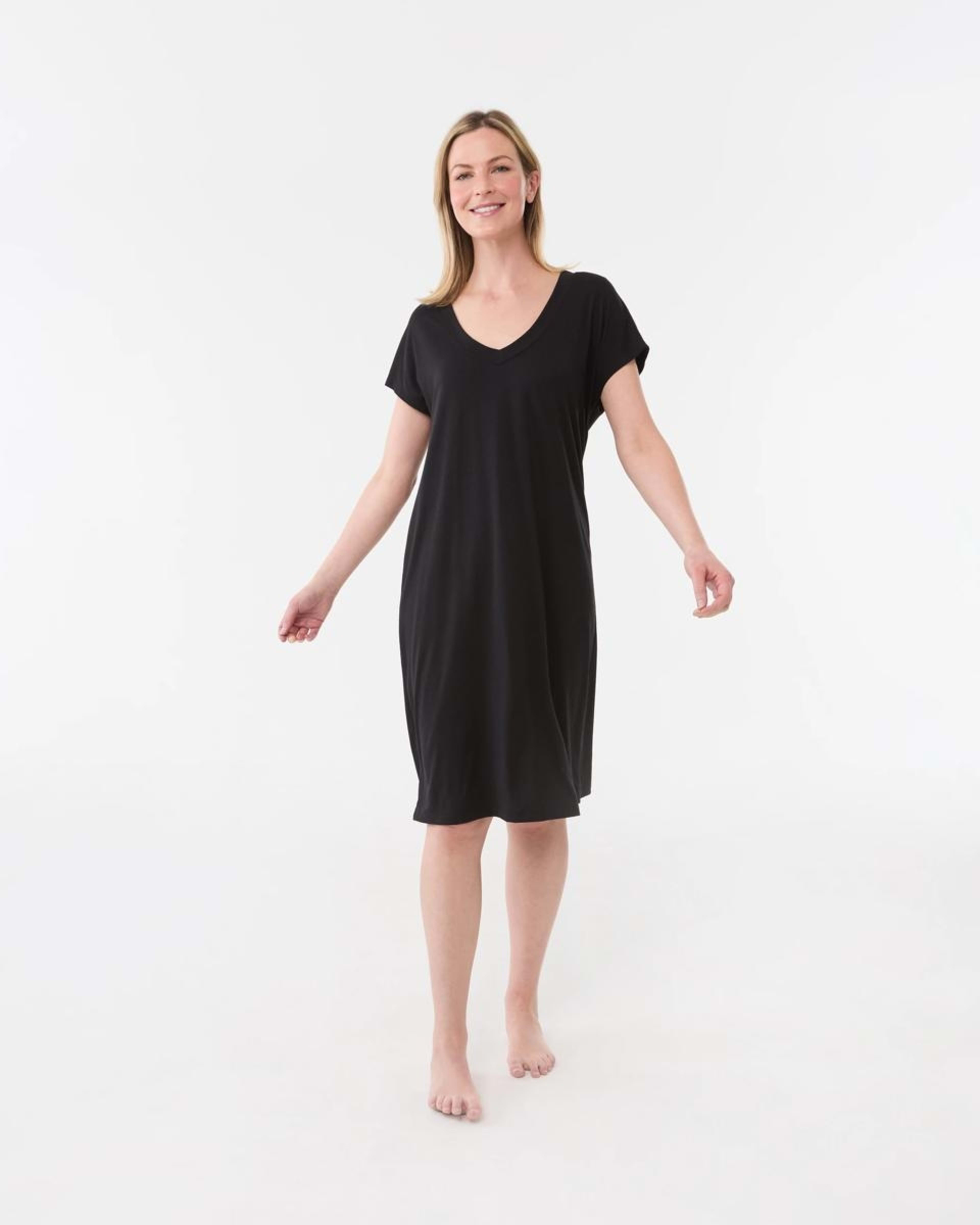 1 Short Sleeve Comfort Nightie BLACK, 1 of 5