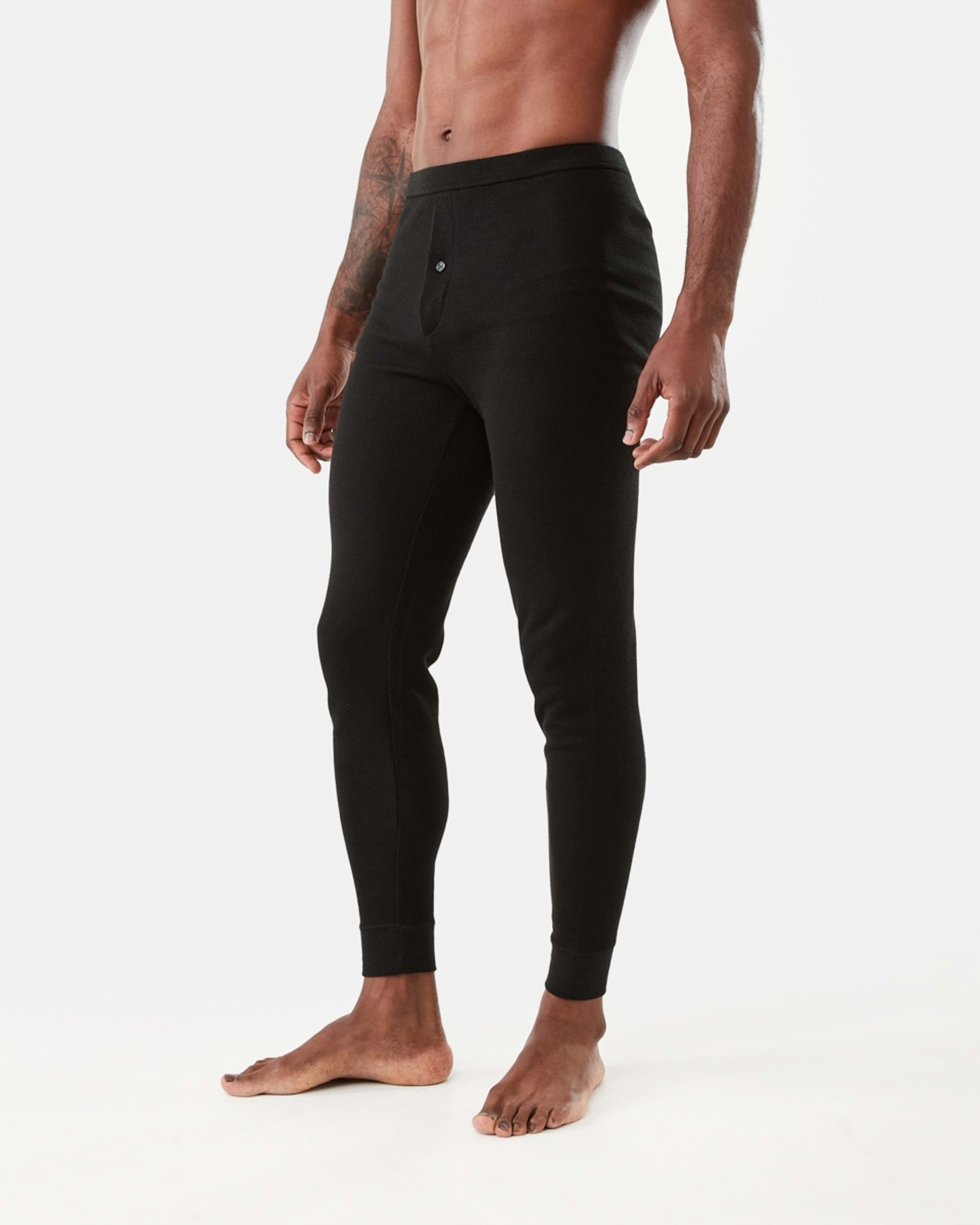 2 Long Mini Waffle Thermal Pants Black, 2 of 6