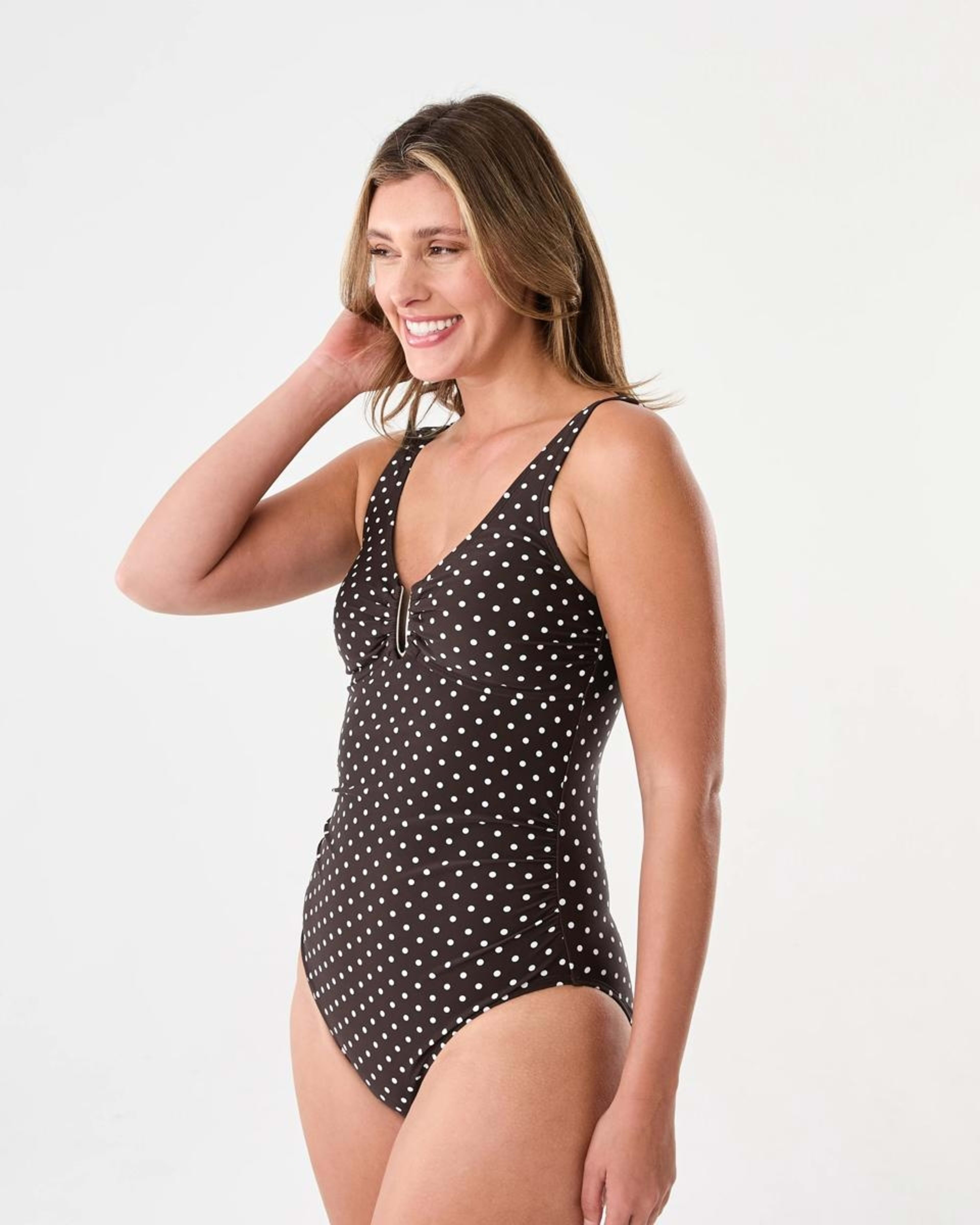 2 U-Trim One Piece Swimsuit Choc Spot, 2 of 6
