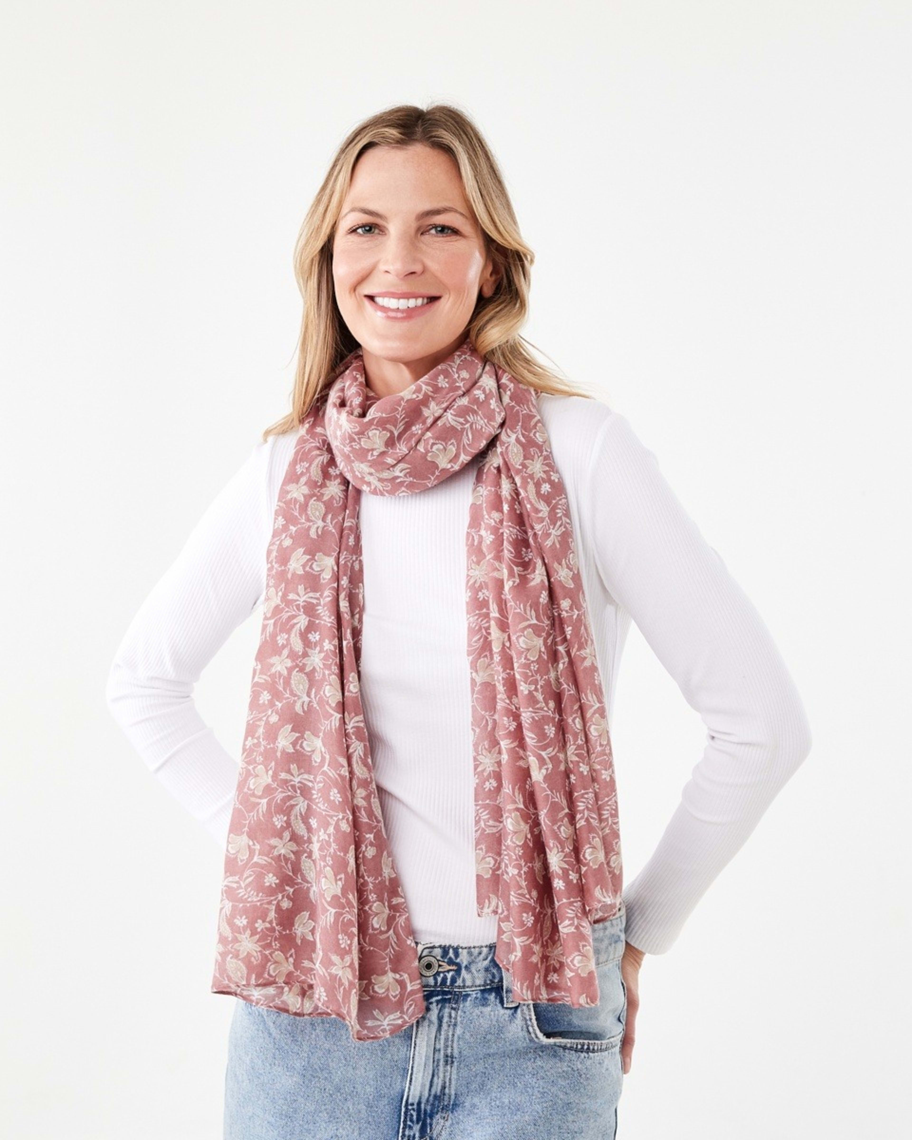 3 Large Lightweight Scarf SKETCH DITSY SOFT RED, 3 of 3