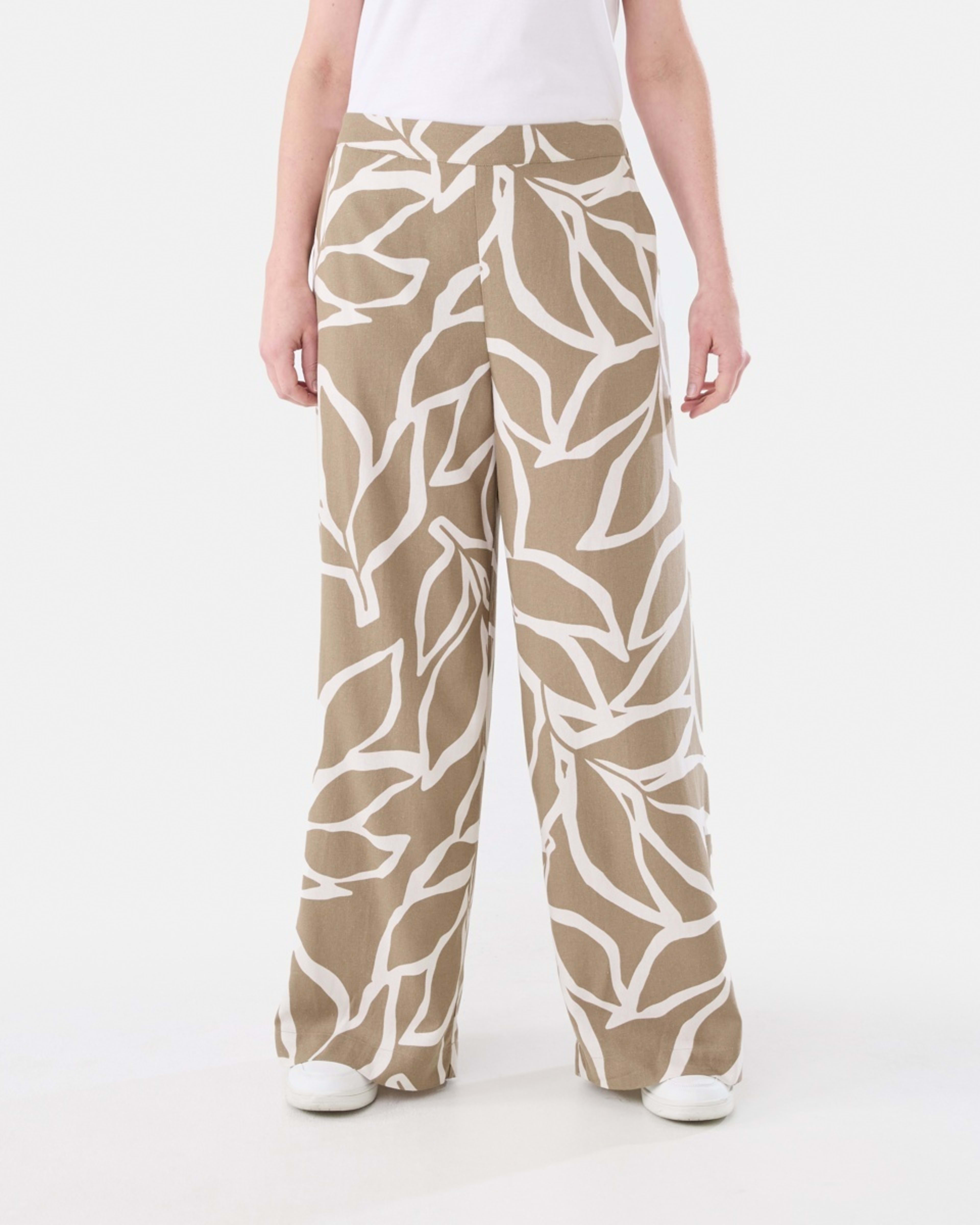 1 Textured Wide Leg Pants LEAVES CARIBOU
