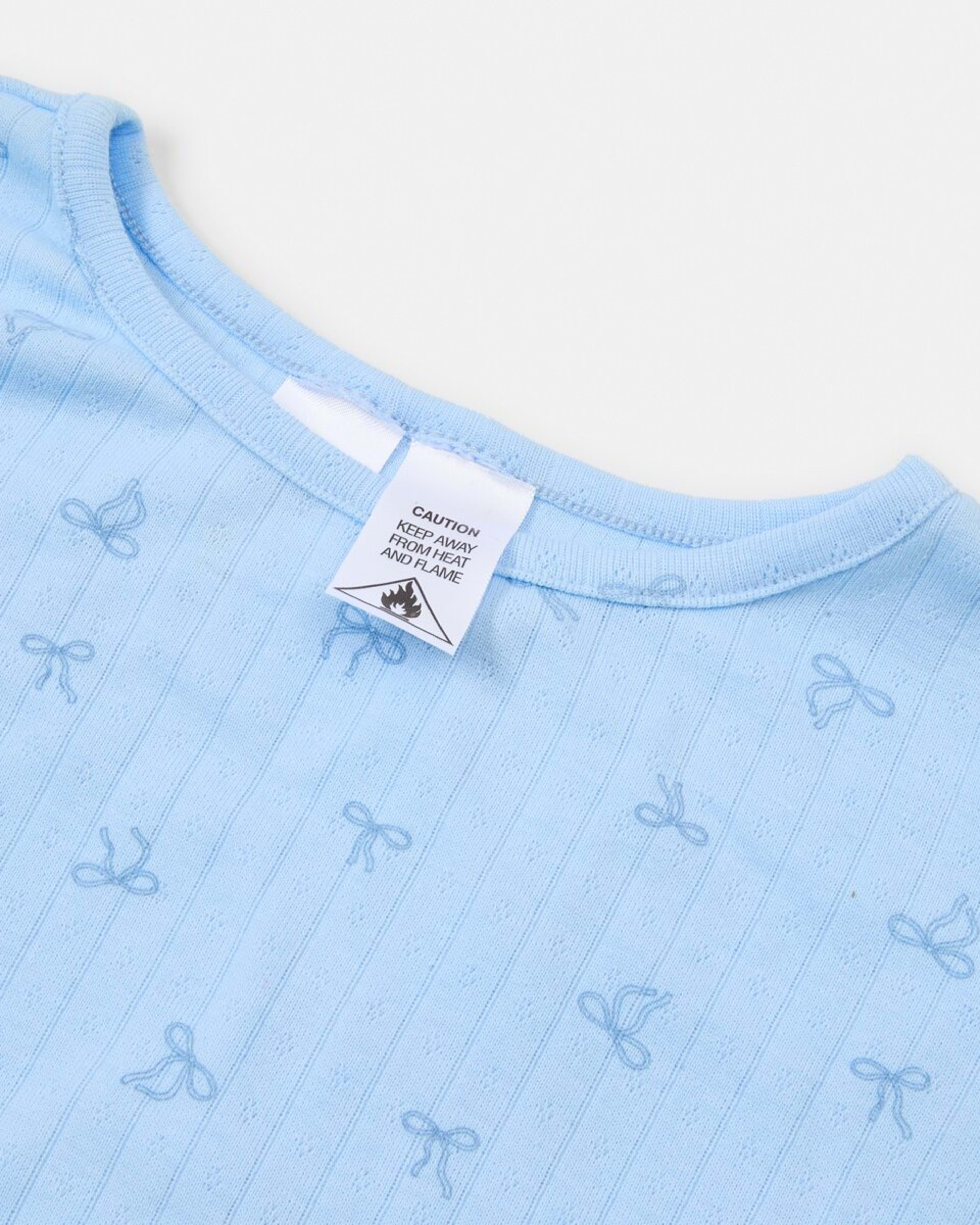 8 Long Sleeve Pointelle Pyjama Set Blu Bows, 8 of 9