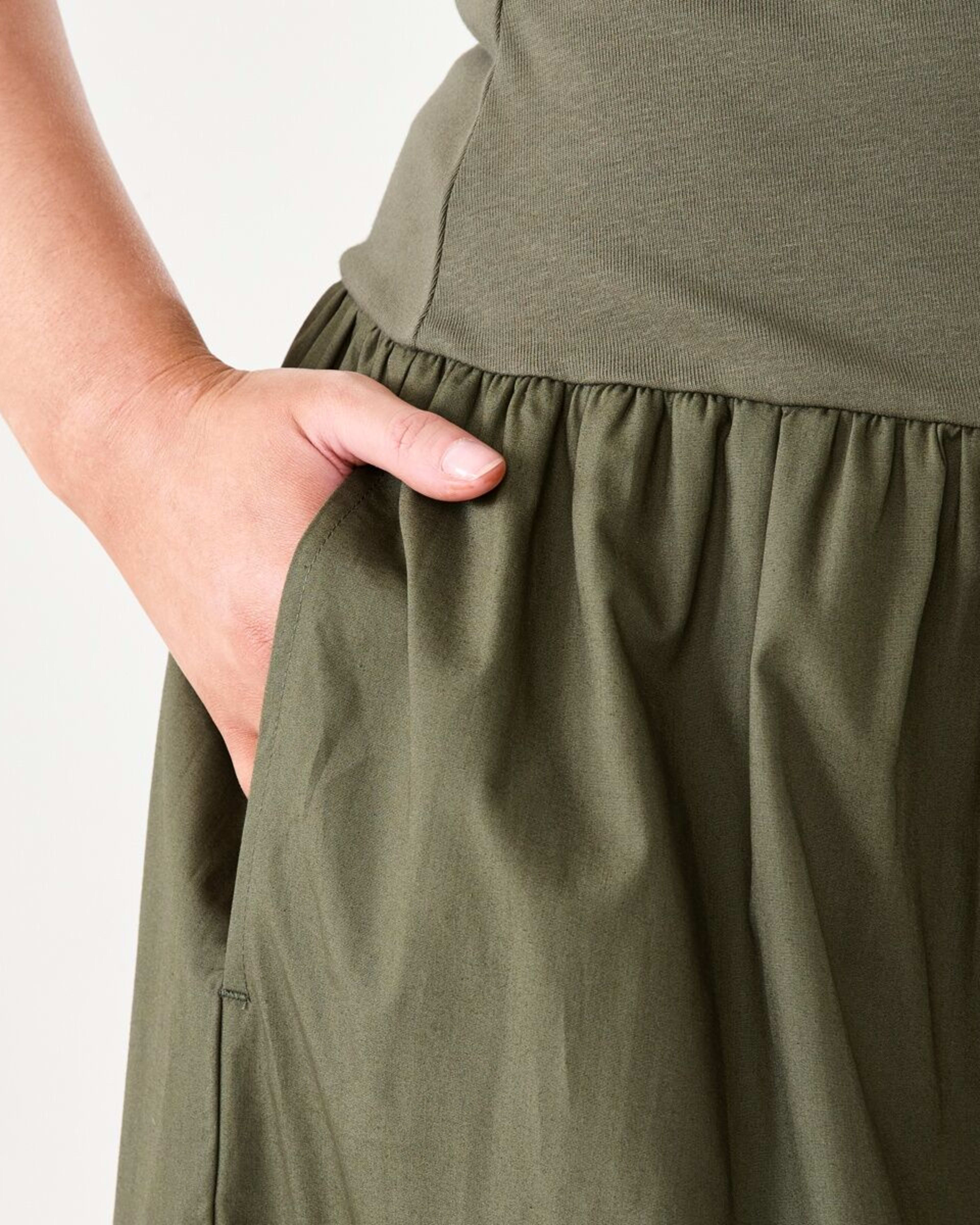 6 Short Sleeve Drop Waist Midi Dress GREEN, 6 of 6