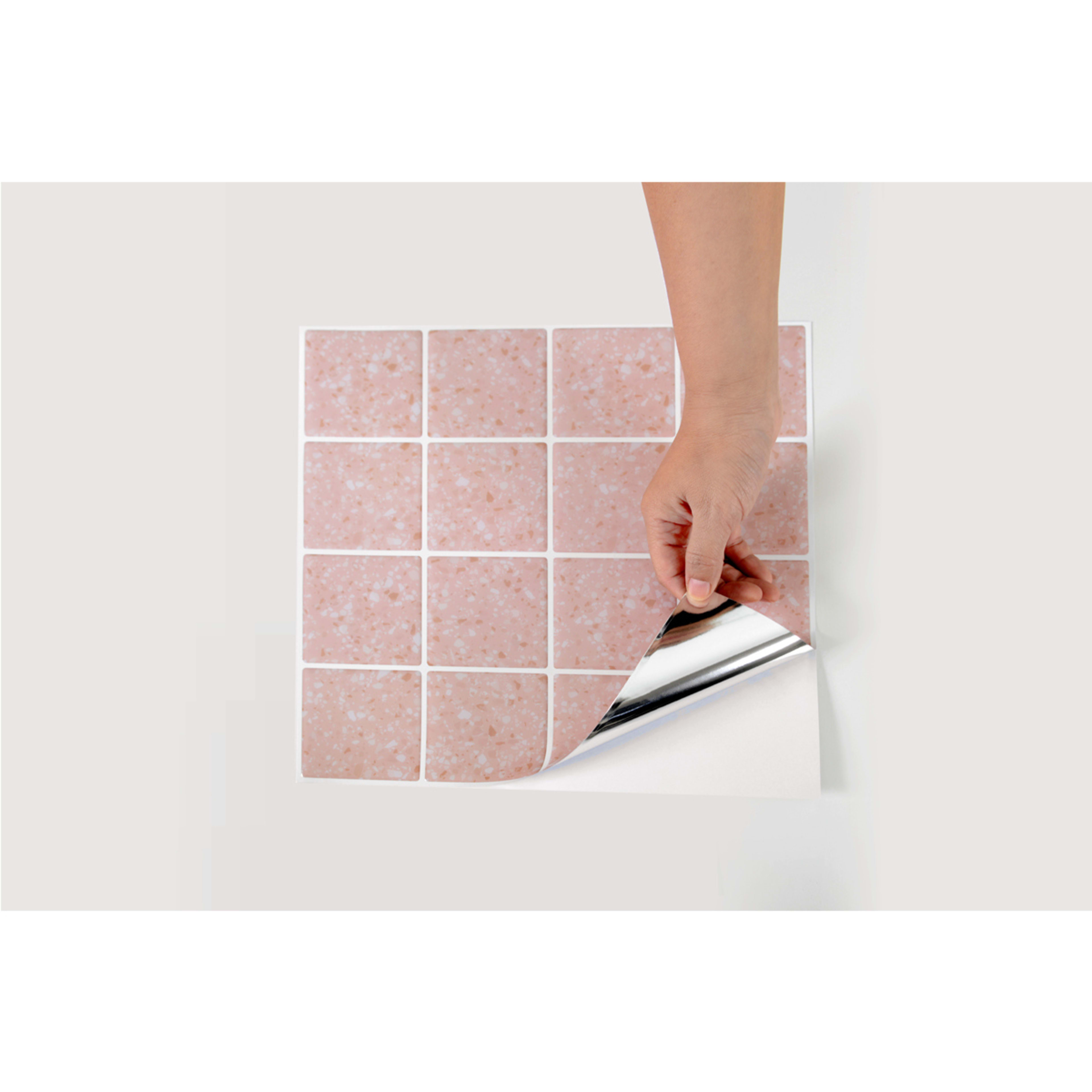 5 Pack Self Adhesive 3D Tiles Pink Terrazzo Kmart