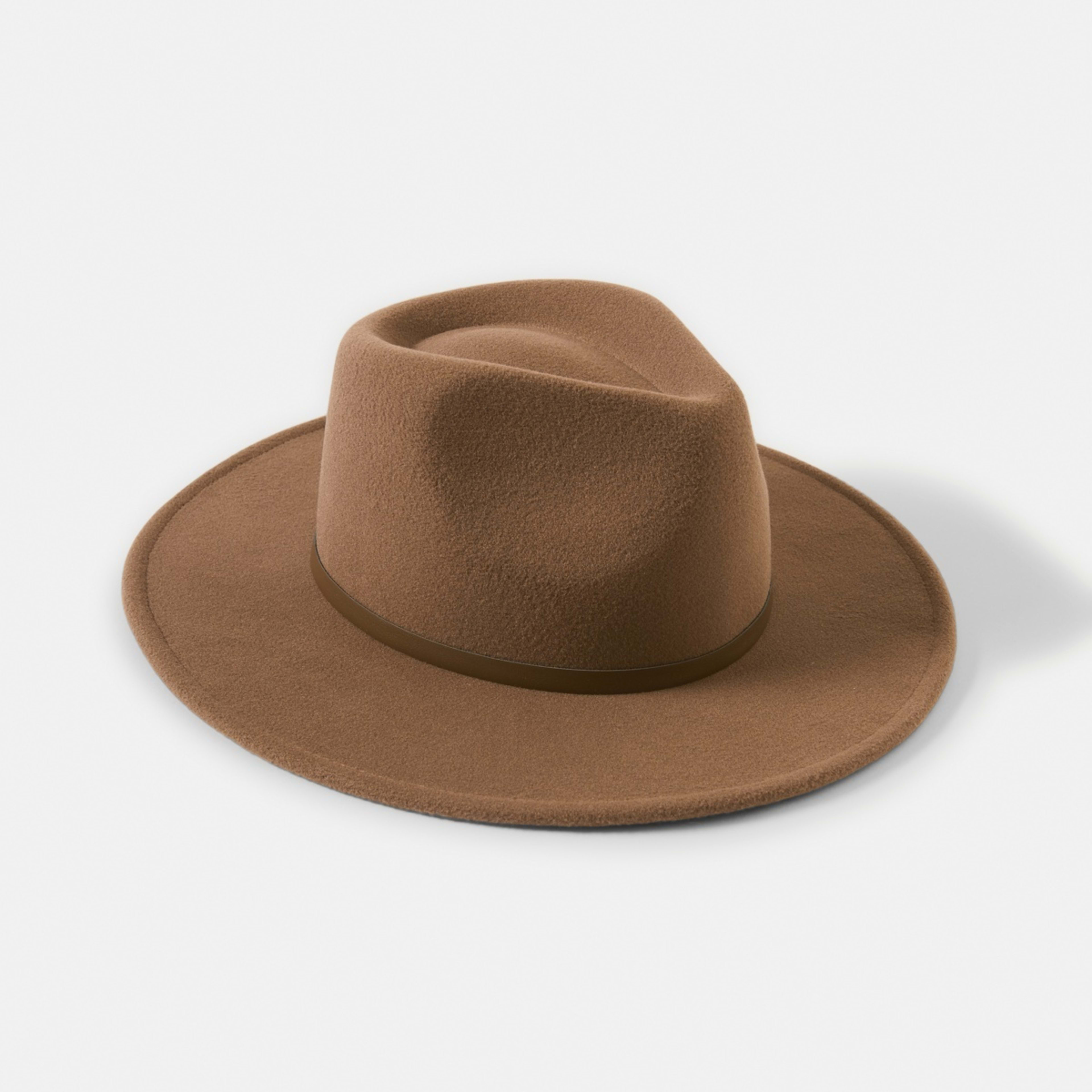 1 Metal Trim Fedora Hat Chocolate Brown Pu, 1 of 5