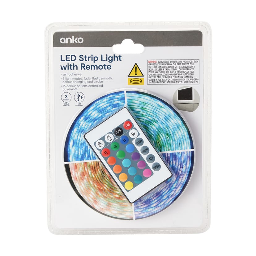LED Strip Light 3m Black Kmart