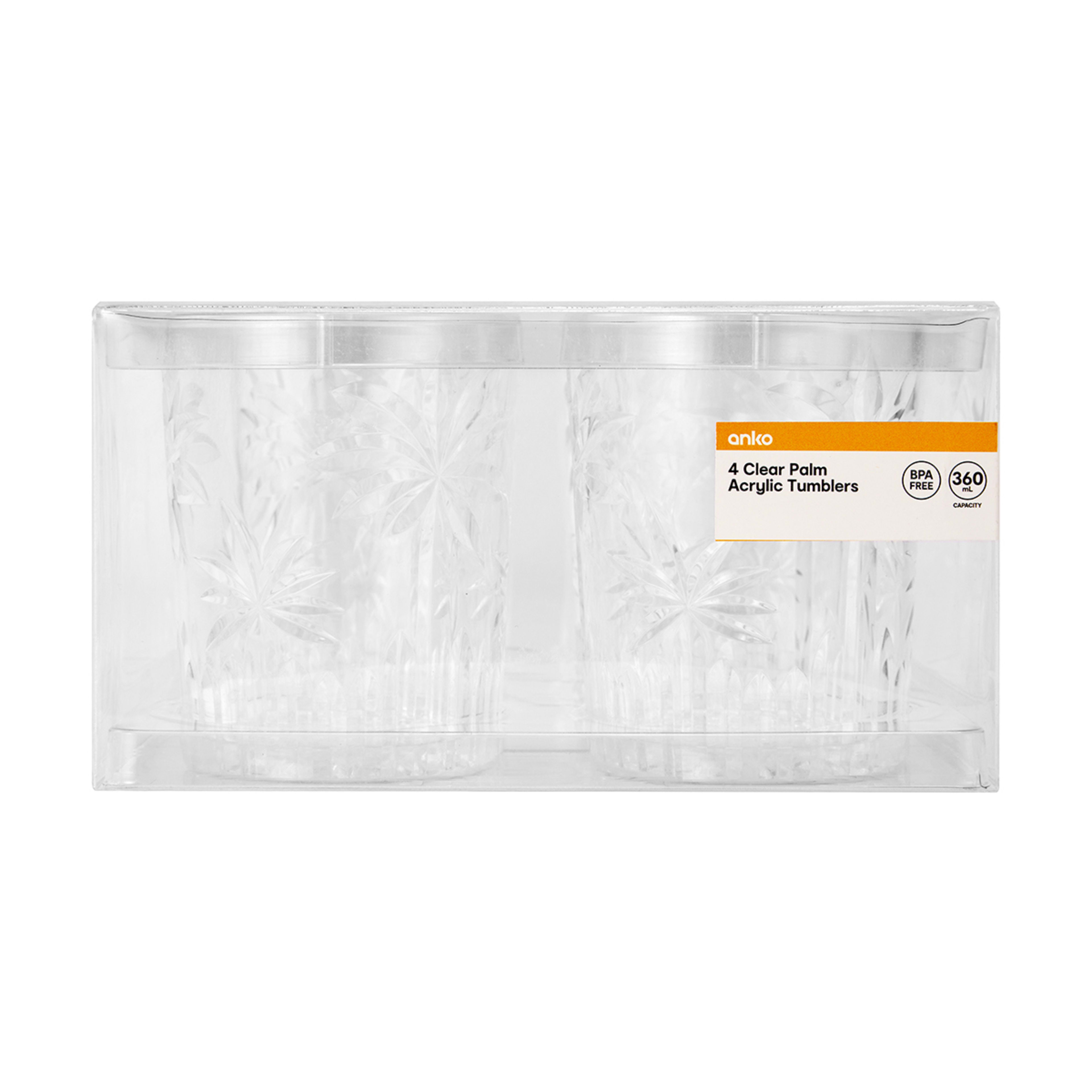 4 Clear Palm Acrylic Tumblers Kmart