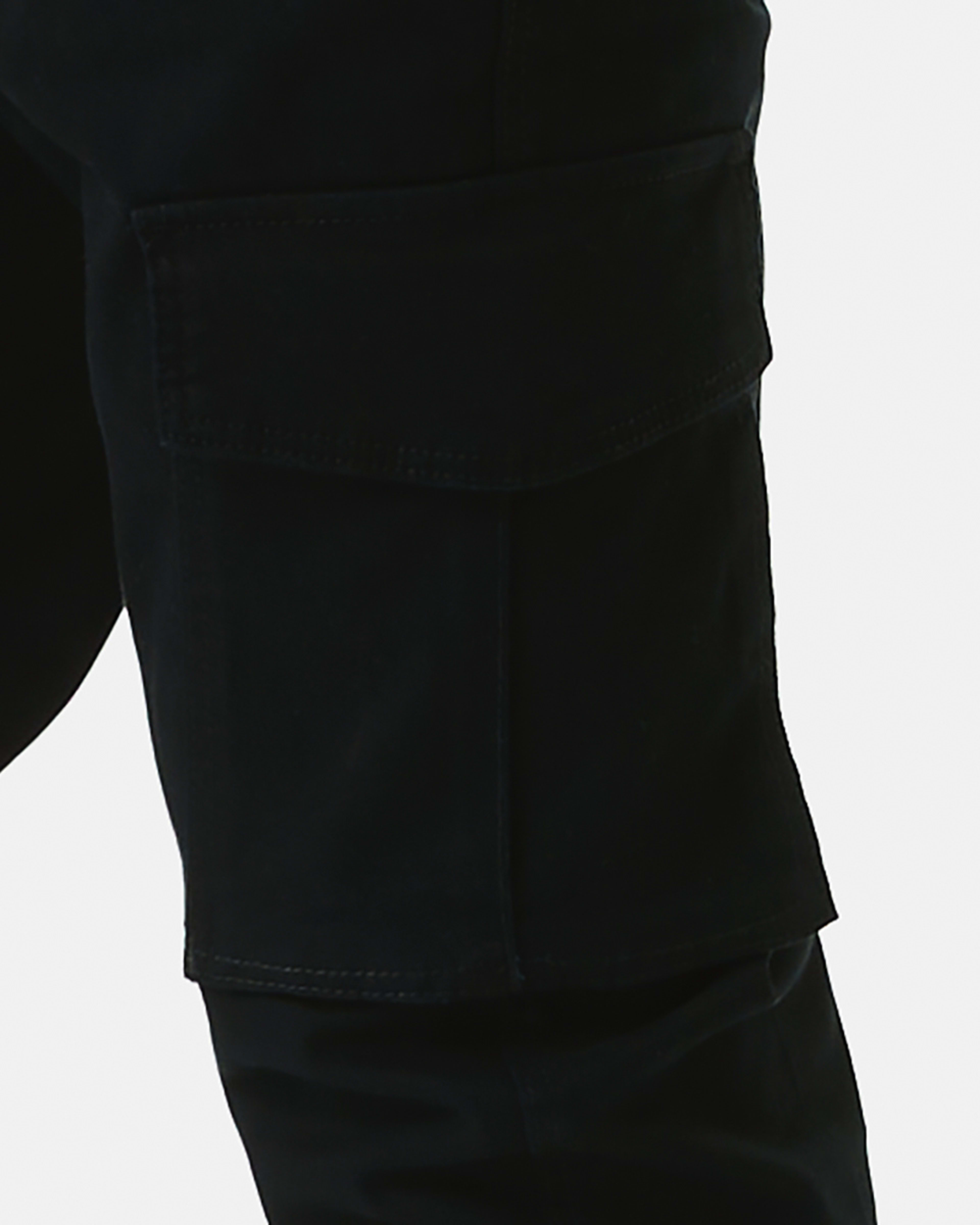 5 Elastic Waist and Cuffed Cargo Pants BLACK, 5 of 6