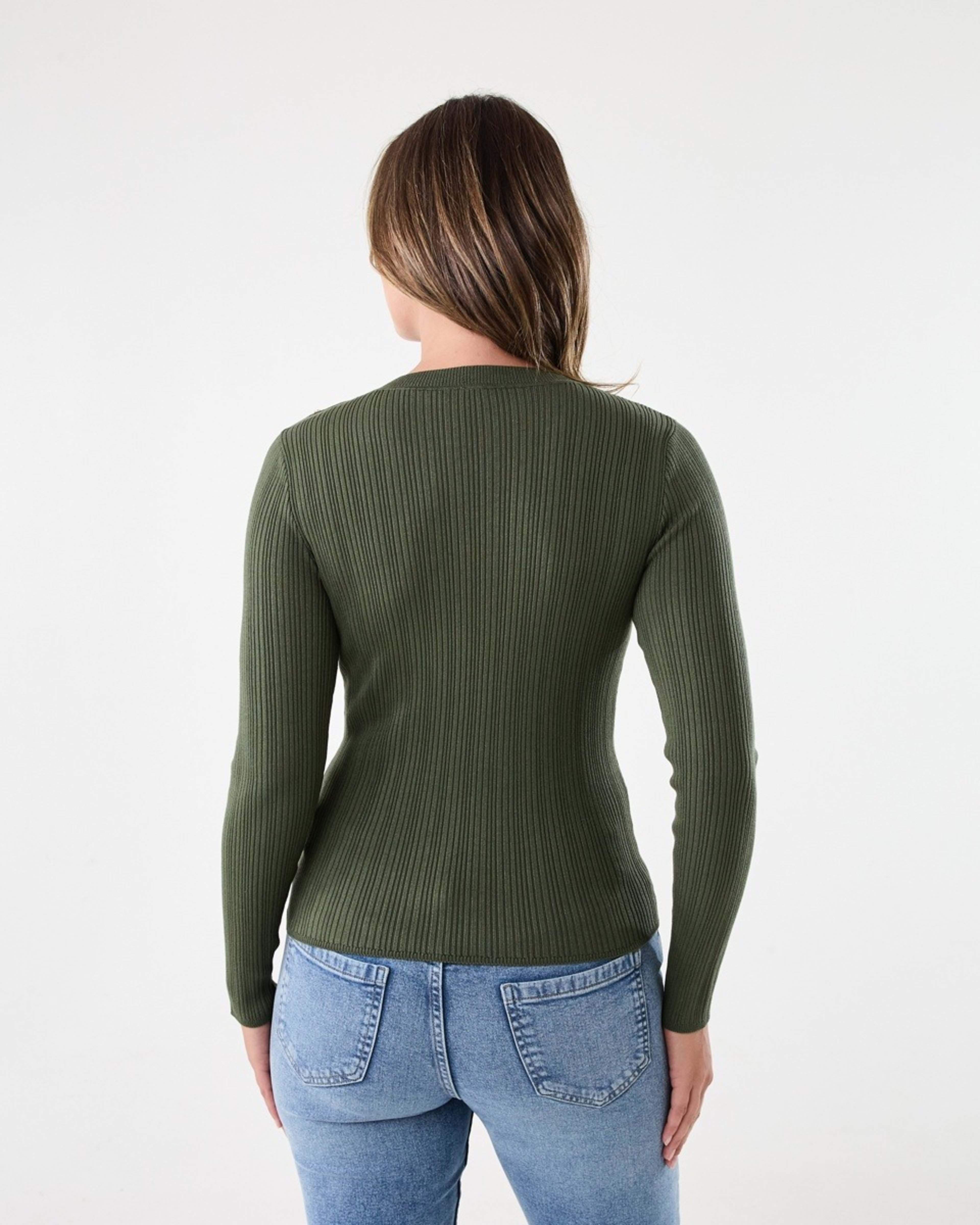 3 Long Sleeve Button Detail Top Grn Olive, 3 of 6