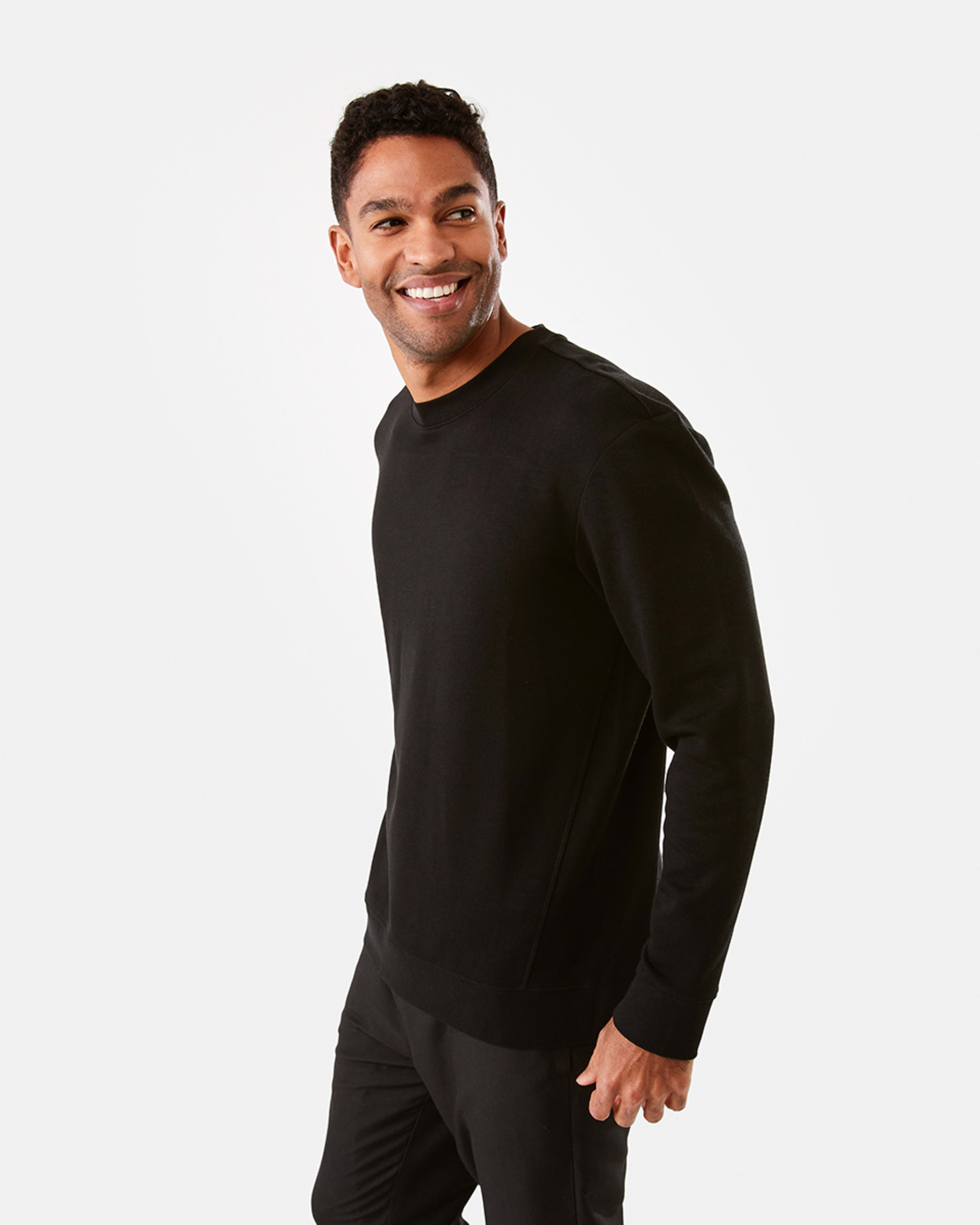 2 Active Men Terry Crew Neck Top Black, 2 of 6