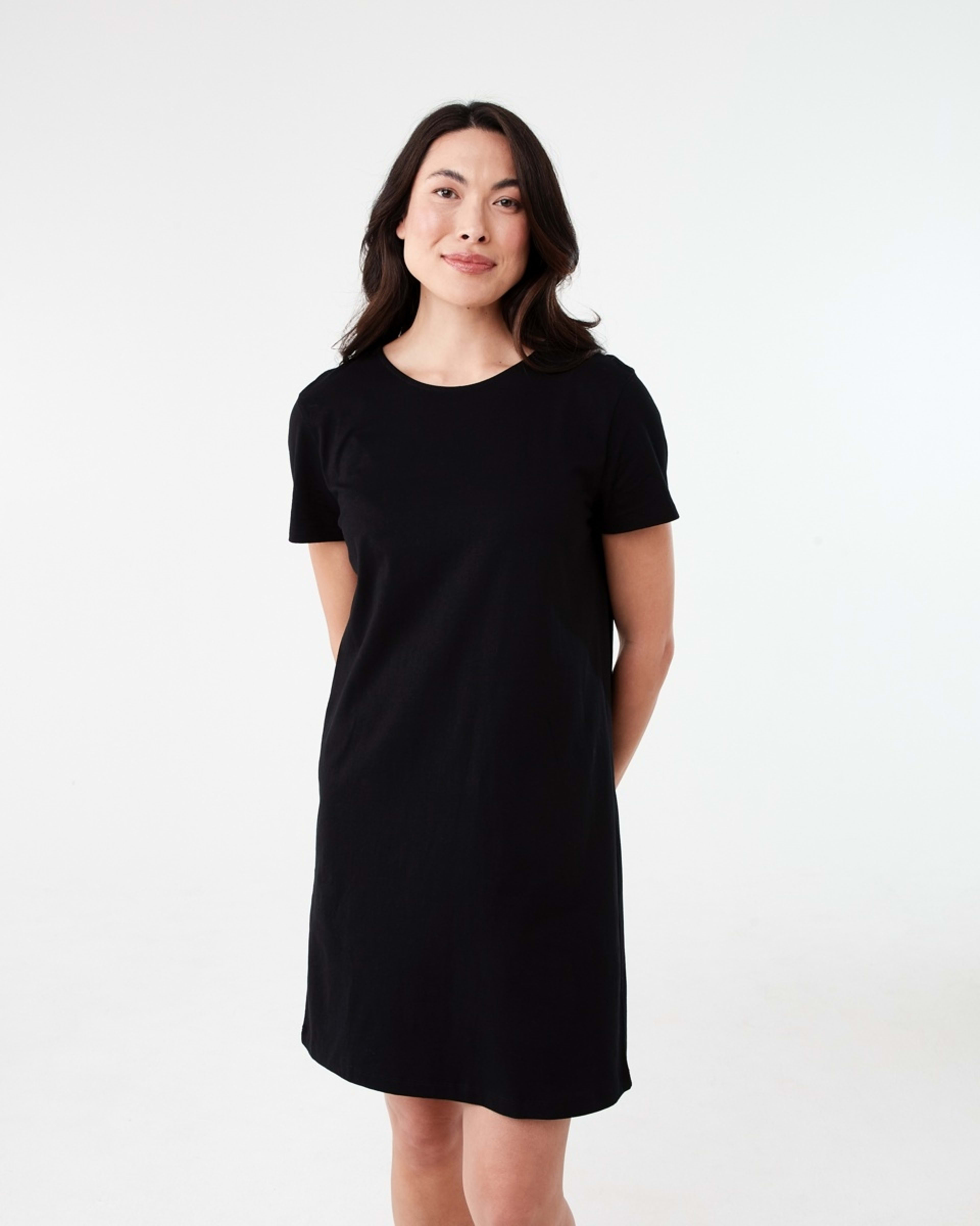 1 Short Sleeve Relaxed T-shirt Mini Dress BLACK