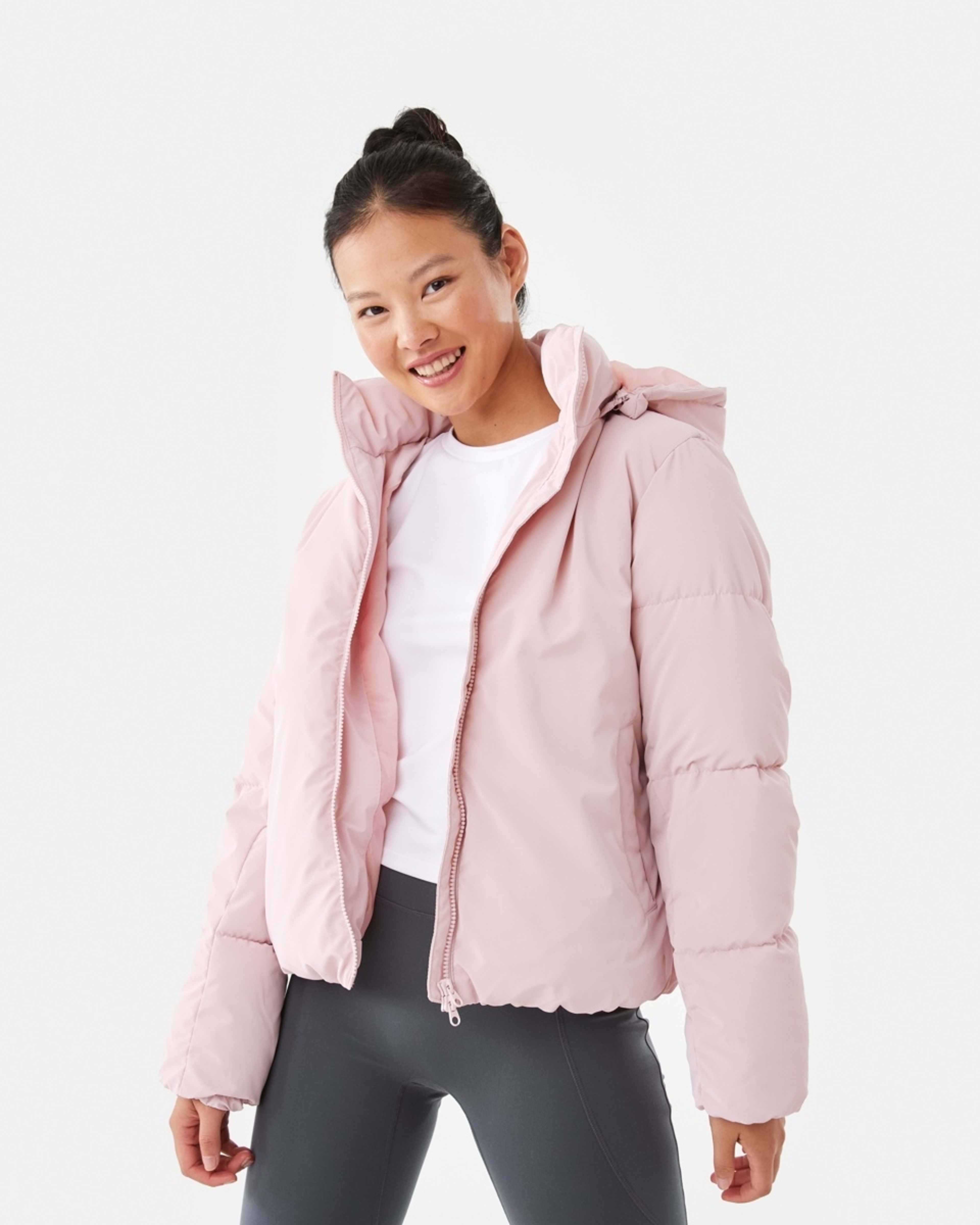 1 Active Womens Mid Length Puffer Jacket Qurtz Pink, 1 of 8